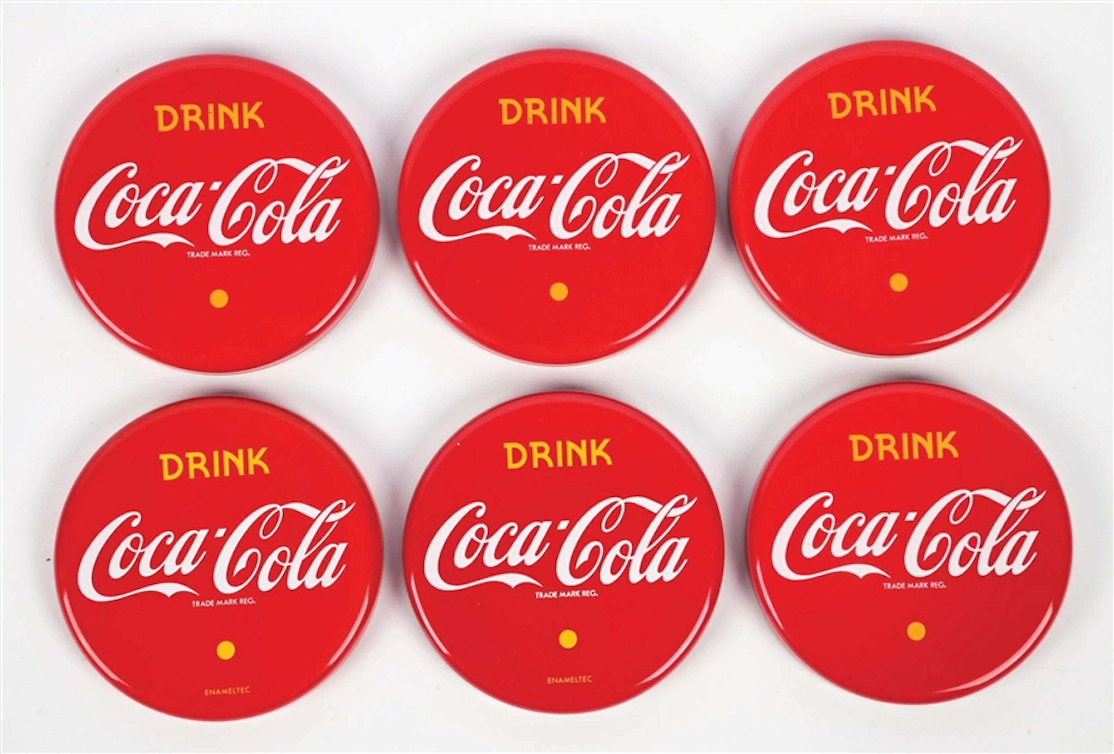 COLLECTION OF 6: COCA-COLA BUTTON STYLE COASTERS