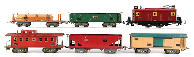 LOT OF 6: PRE-WAR AMERICAN FLYER STANDARD GA. TINPLATE FREIGHT SET