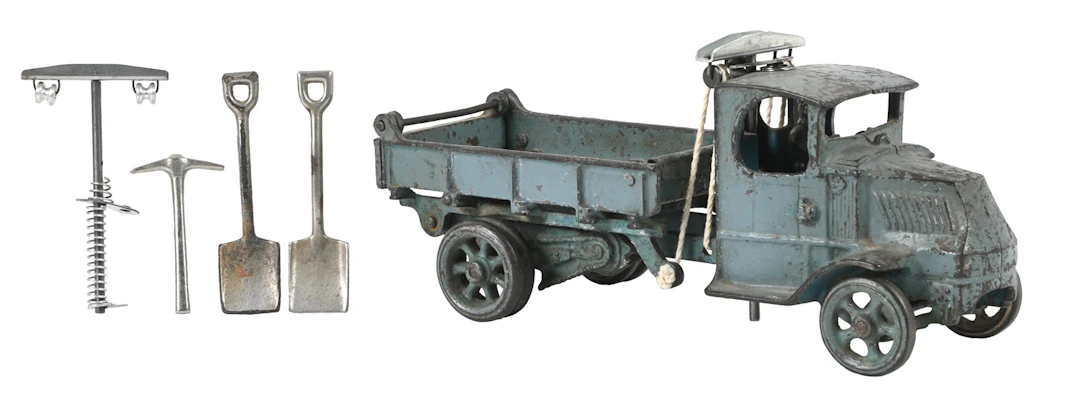 ARCADE MFG. CO. CAST IRON MACK T-BAR DUMP TRUCK WITH TOOLS