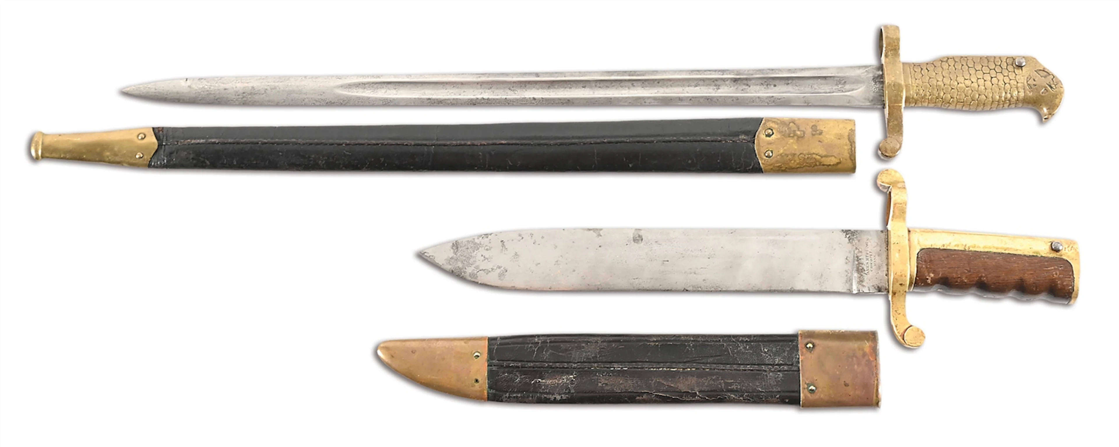 LOT OF 2: US CIVIL WAR NAVY DAHLGREN BOWIE BAYONET AND 1870 ROLLING