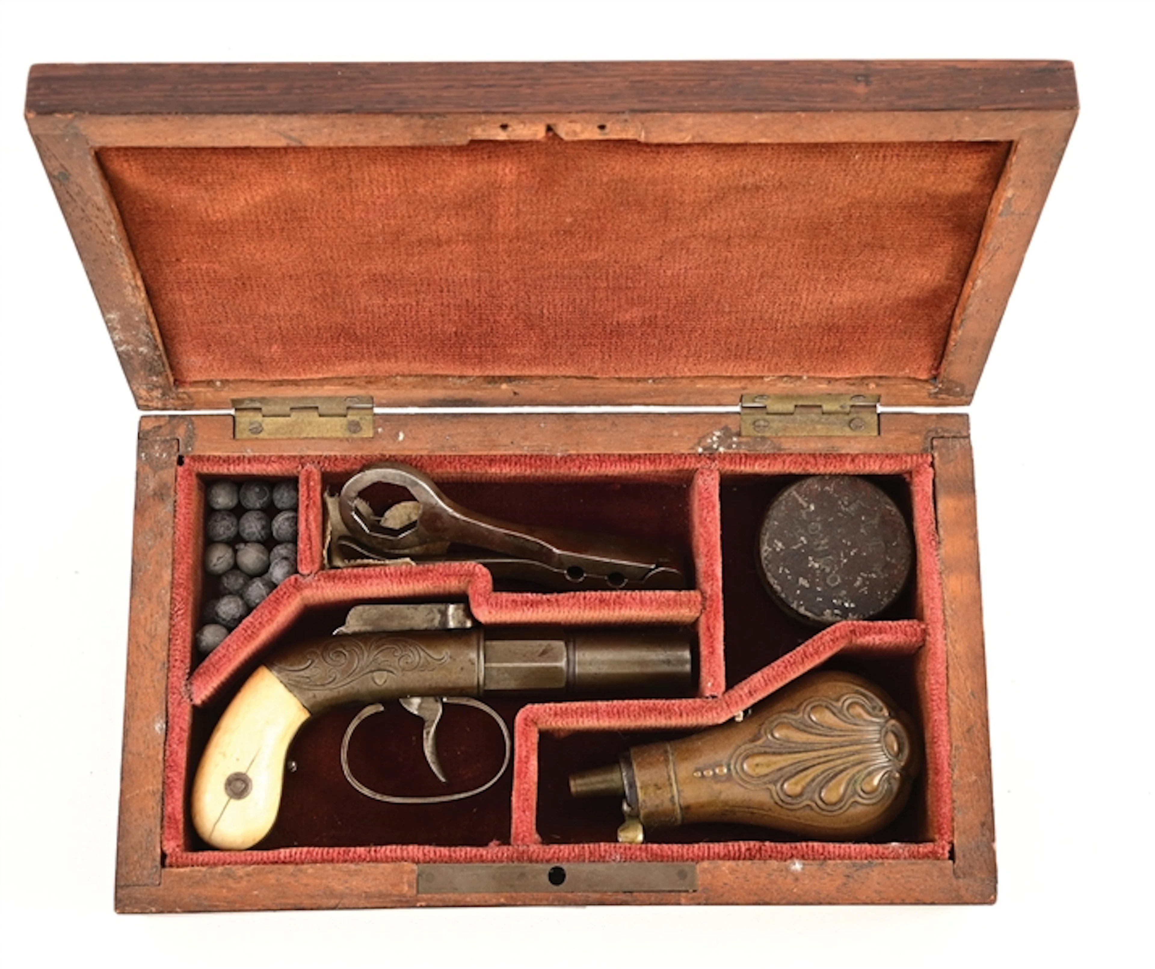 (A) PERCUSSION MUFF PISTOL IN CASE.