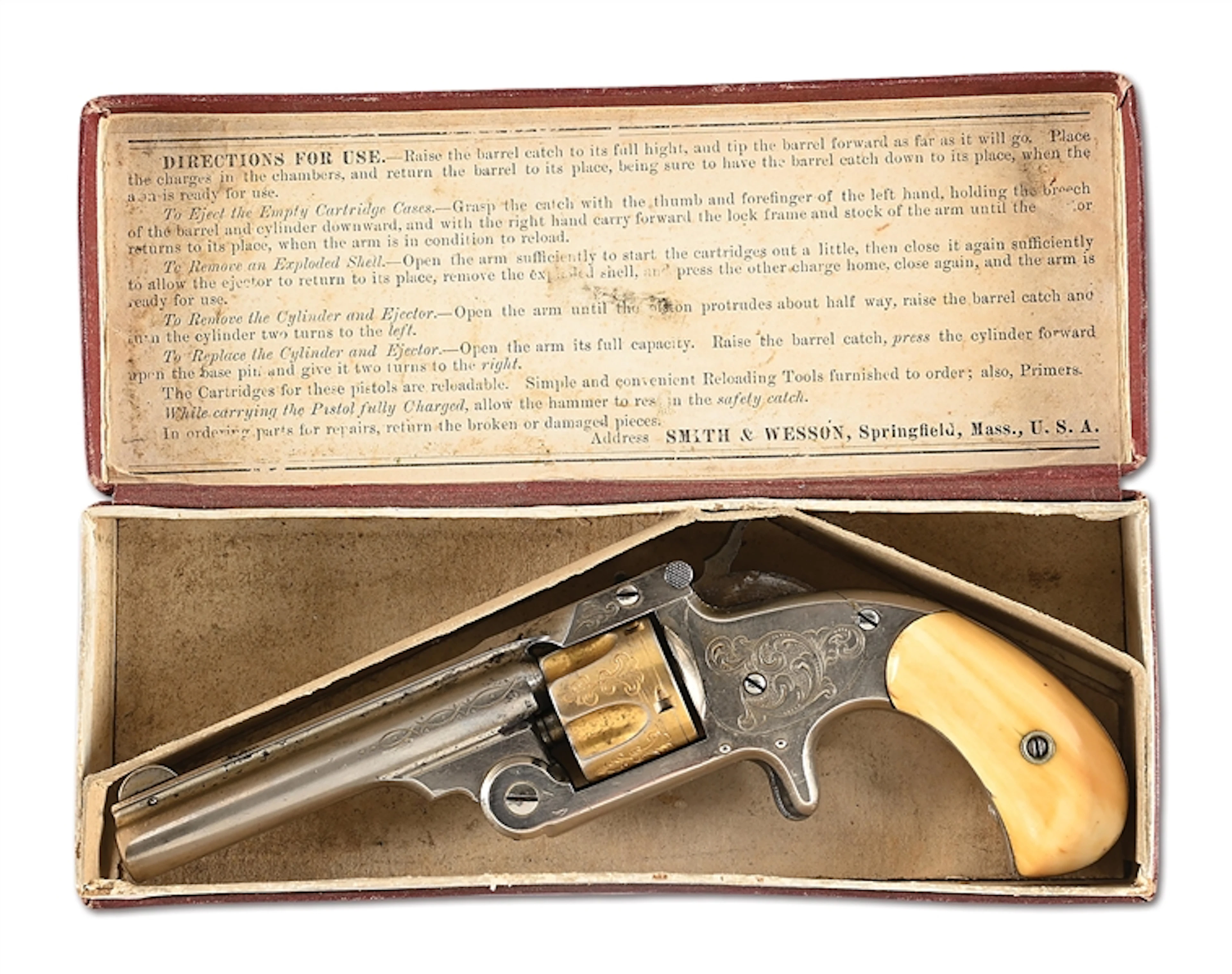 (A) BOXED ENGRAVED & GOLD WASH SMITH & WESSON.32 SINGLE ACTION REVOVLER