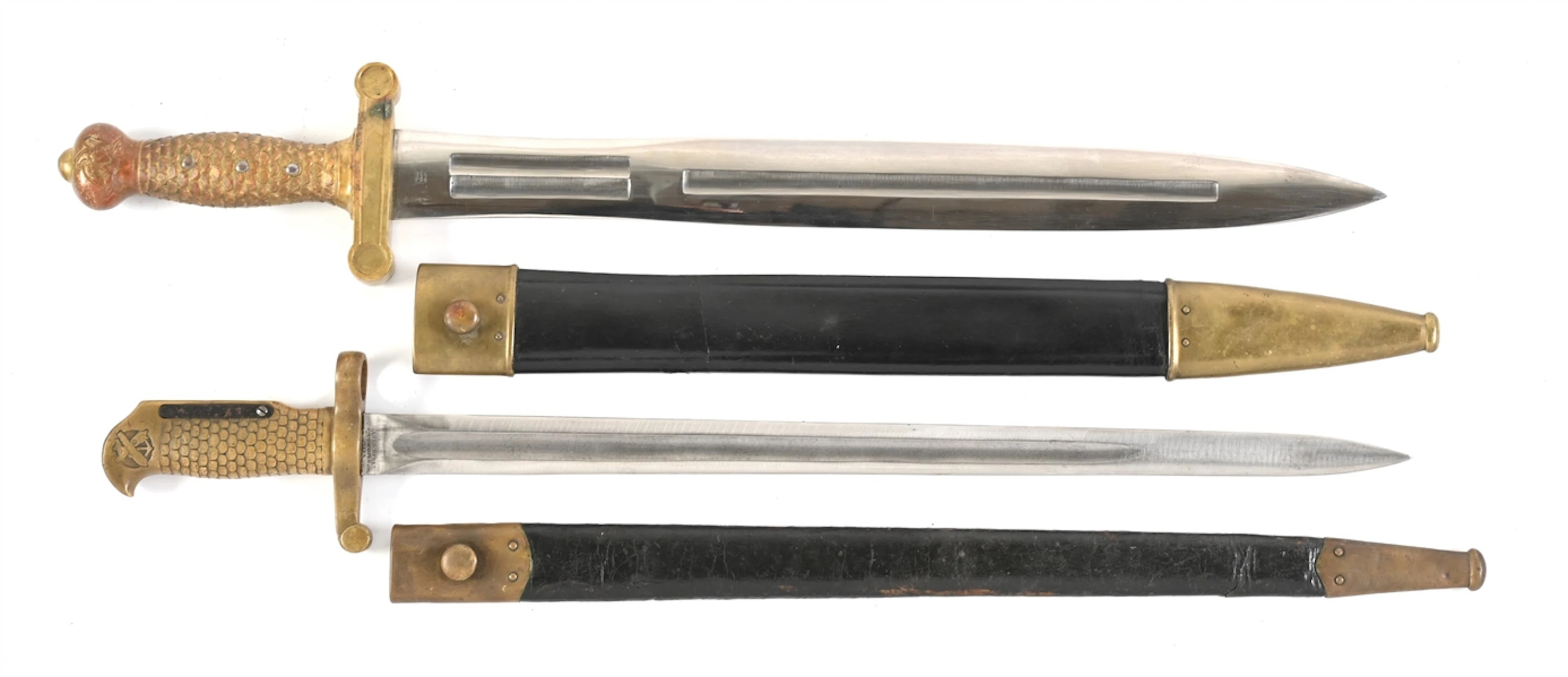 LOT OF 2: US CIVIL WAR M1832 ARTILLERY SHORT SWORD AND M1870 ROLLING