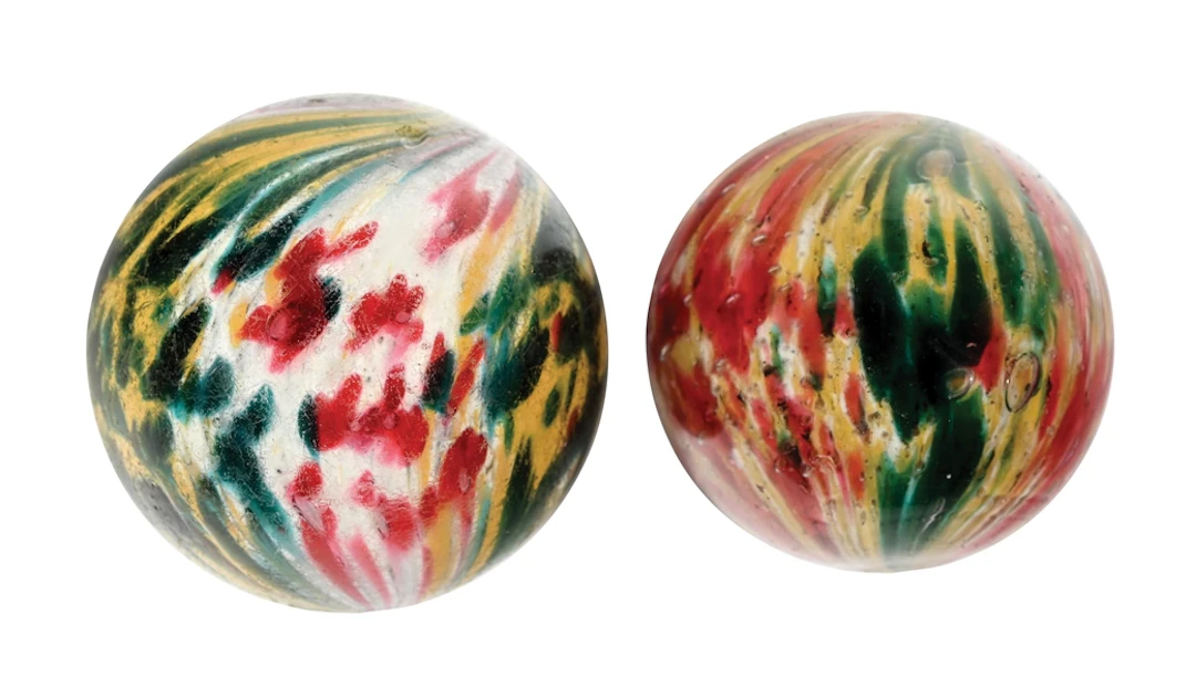 LOT OF 2: LARGE ONIONSKIN MARBLES