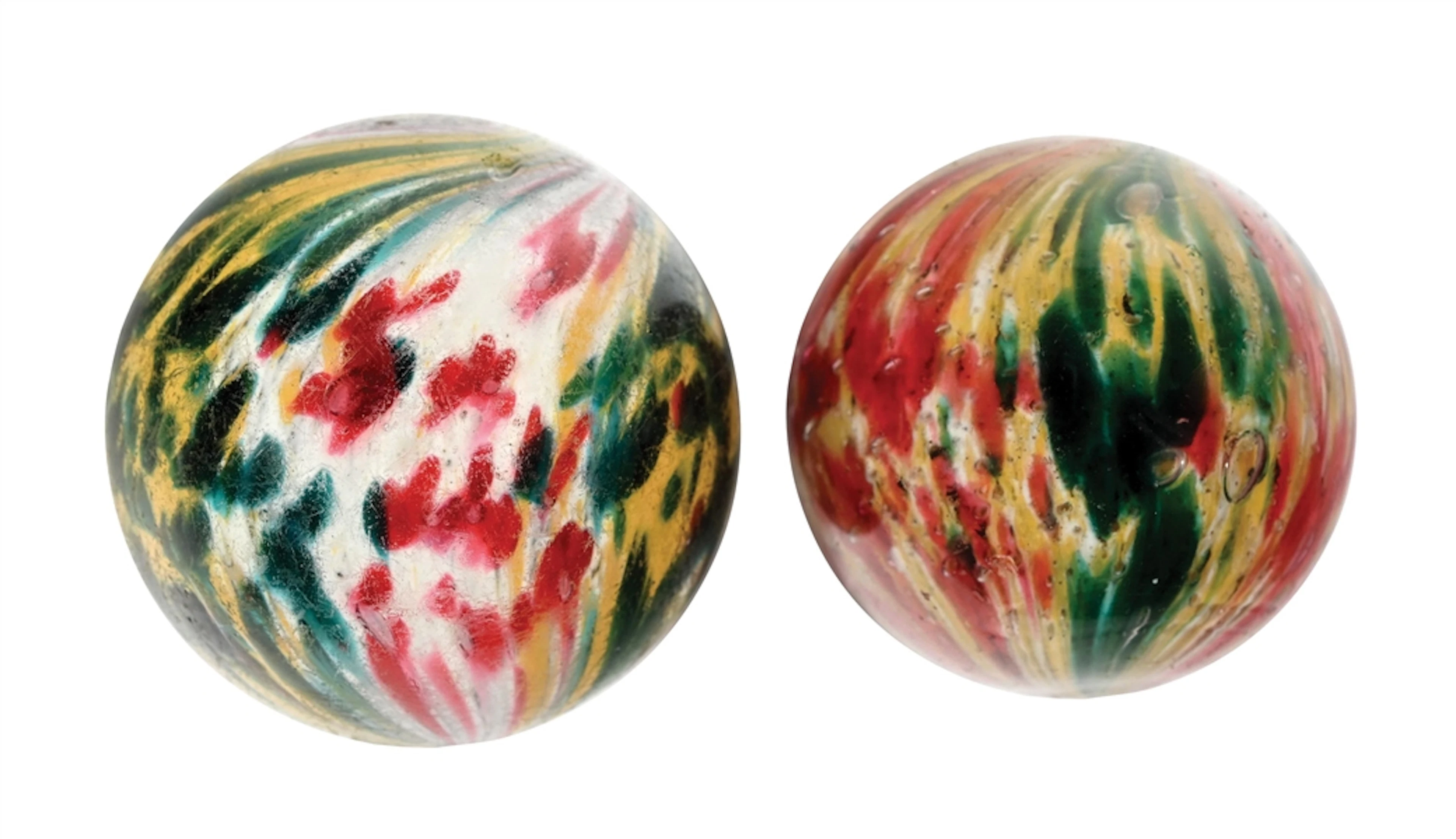 LOT OF 2: LARGE ONIONSKIN MARBLES