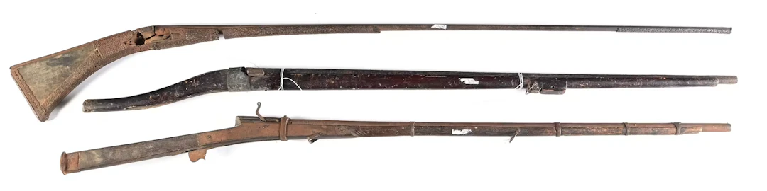 (A) LOT OF 3: THREE MATCHLOCK RIFLES.