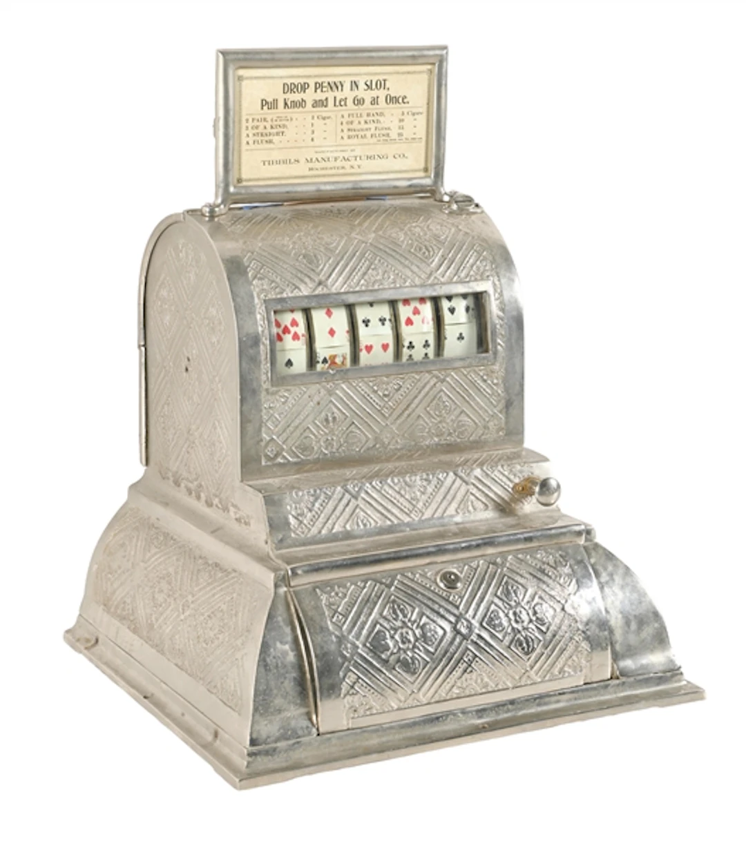 1¢ TIBBILS MFG. CO. 5 REEL CARD POKER MACHINE