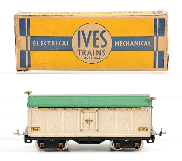 PRE-WAR IVES STANDARD-GA. TRANSITION NO. 1778 REFRIGERATOR CAR W/ ORIGINAL BOX