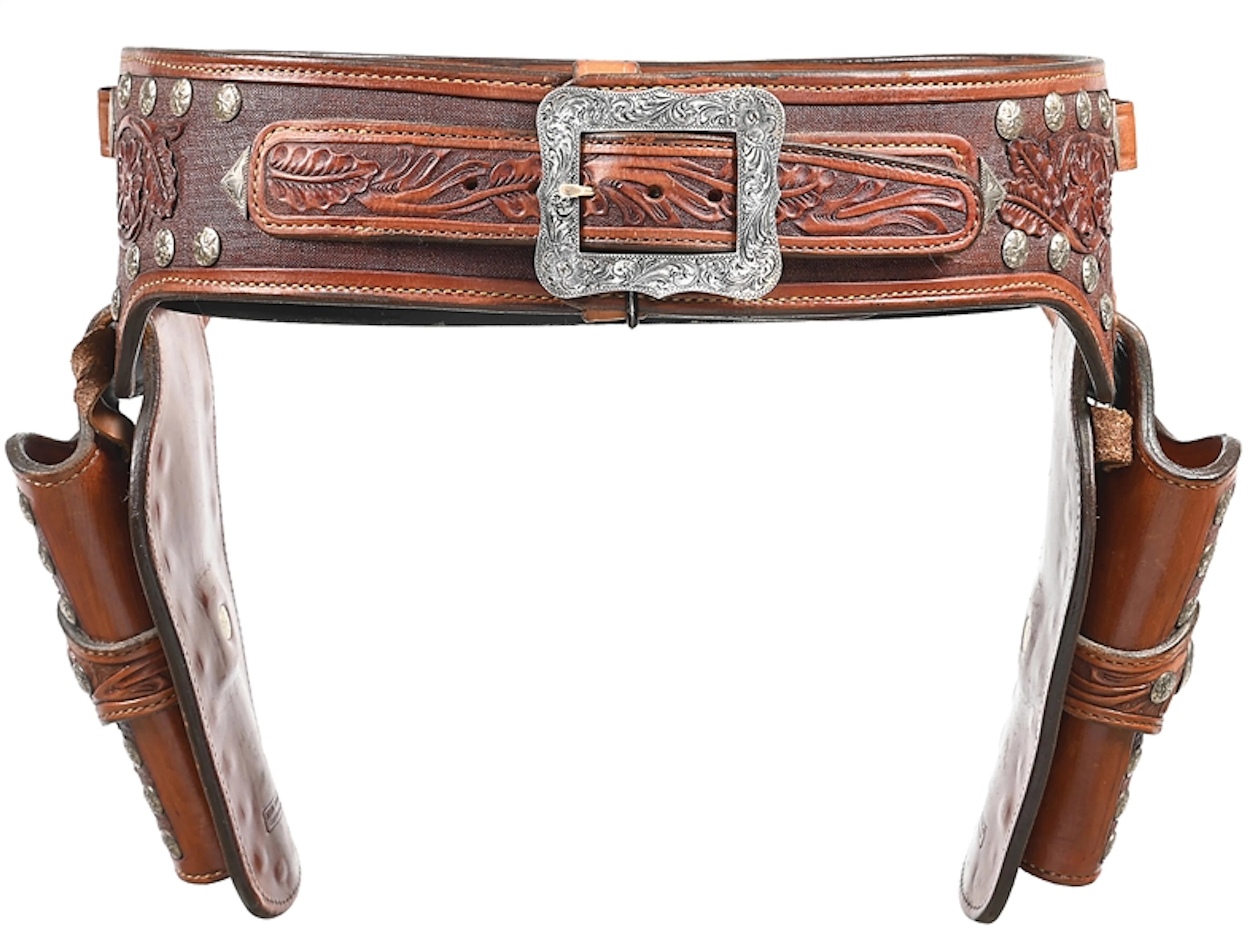 JOHN BIANCHI PRESENTATION GRADE CUSTOM DOUBLE HOLSTER & GUNBELT