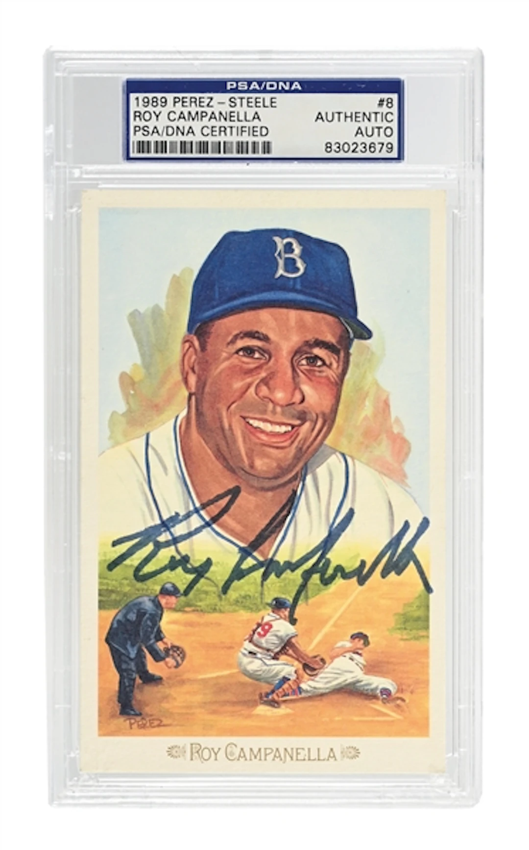 ROY CAMPANELLA SIGNED PEREZ-STEELE POSTCARD PSA