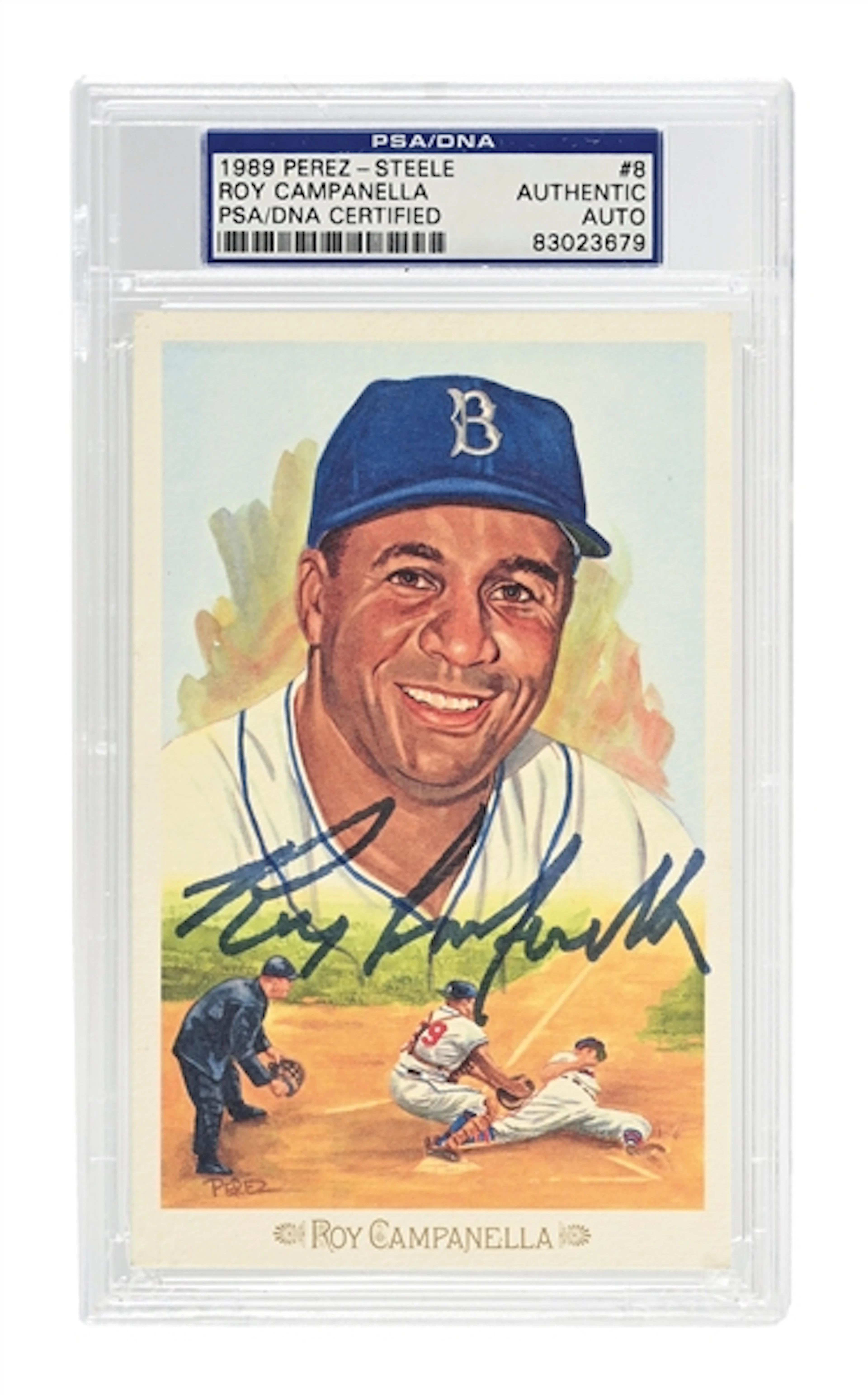 ROY CAMPANELLA SIGNED PEREZ-STEELE POSTCARD PSA