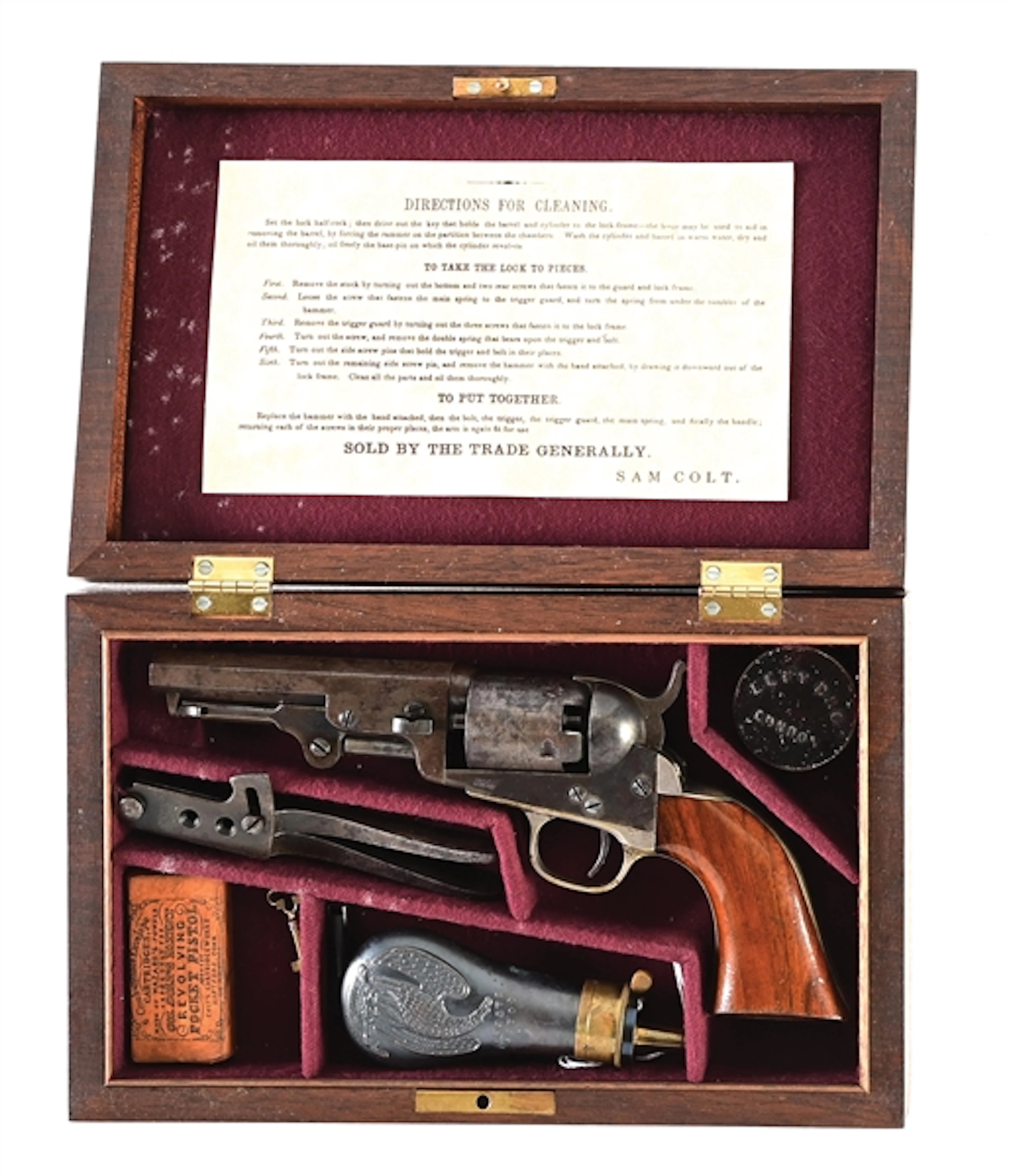 (A) CASED COLT MODEL 1849 POCKET PERCUSSION REVOLVER.