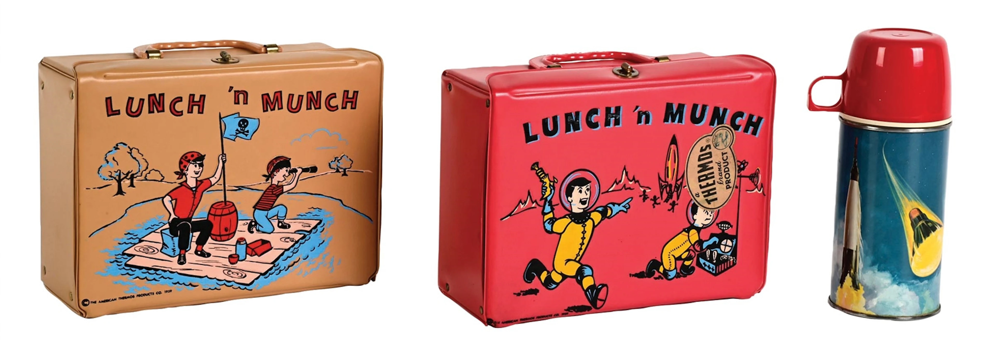 LOT OF 2: THE AMERICAN THERMOS PRODUCTS CO. LUNCH 'N MUNCH VINYL LUNCH