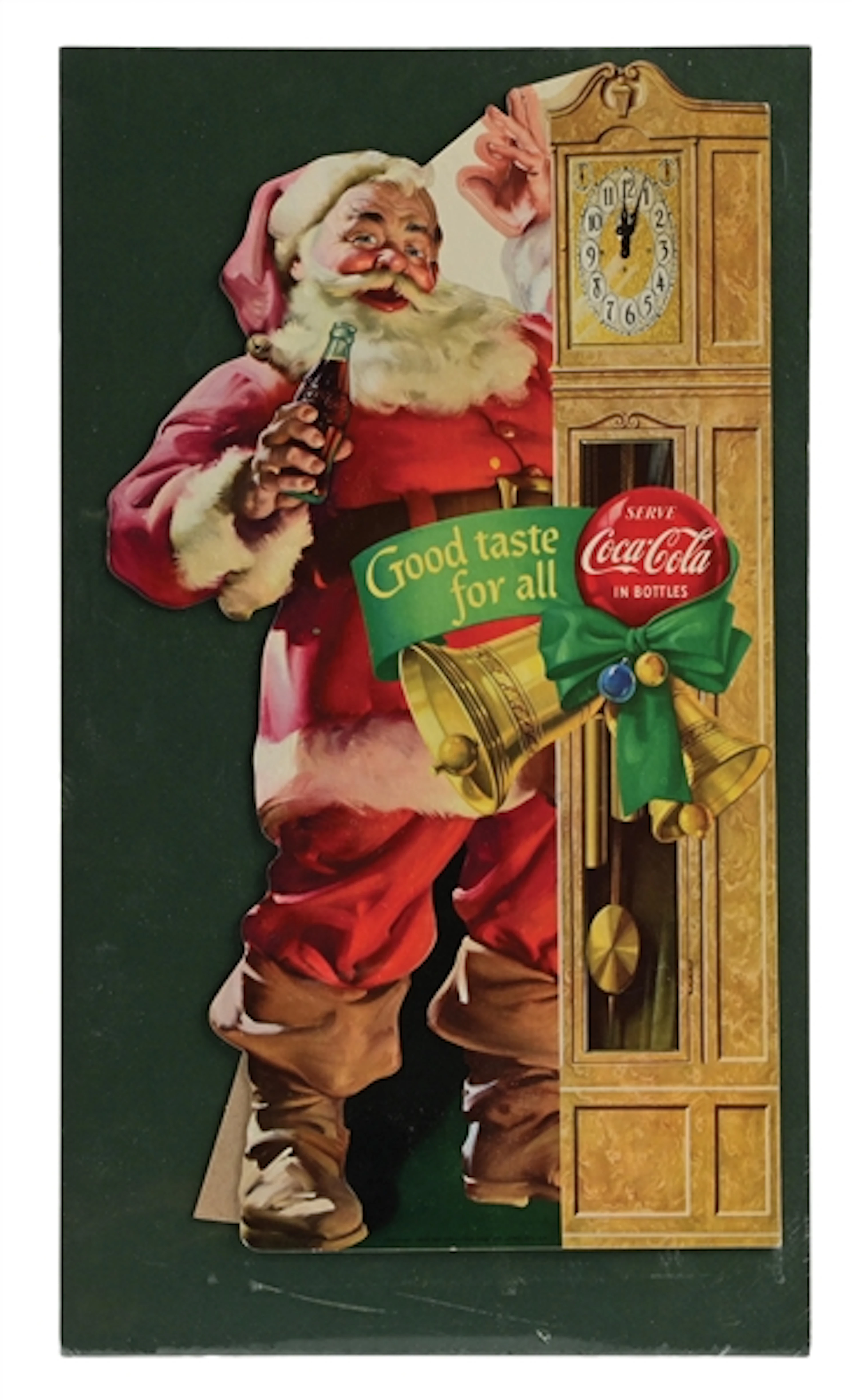 COCA-COLA SANTA CLAUS EASELBACK W/ GRANDFATHER CLOCK