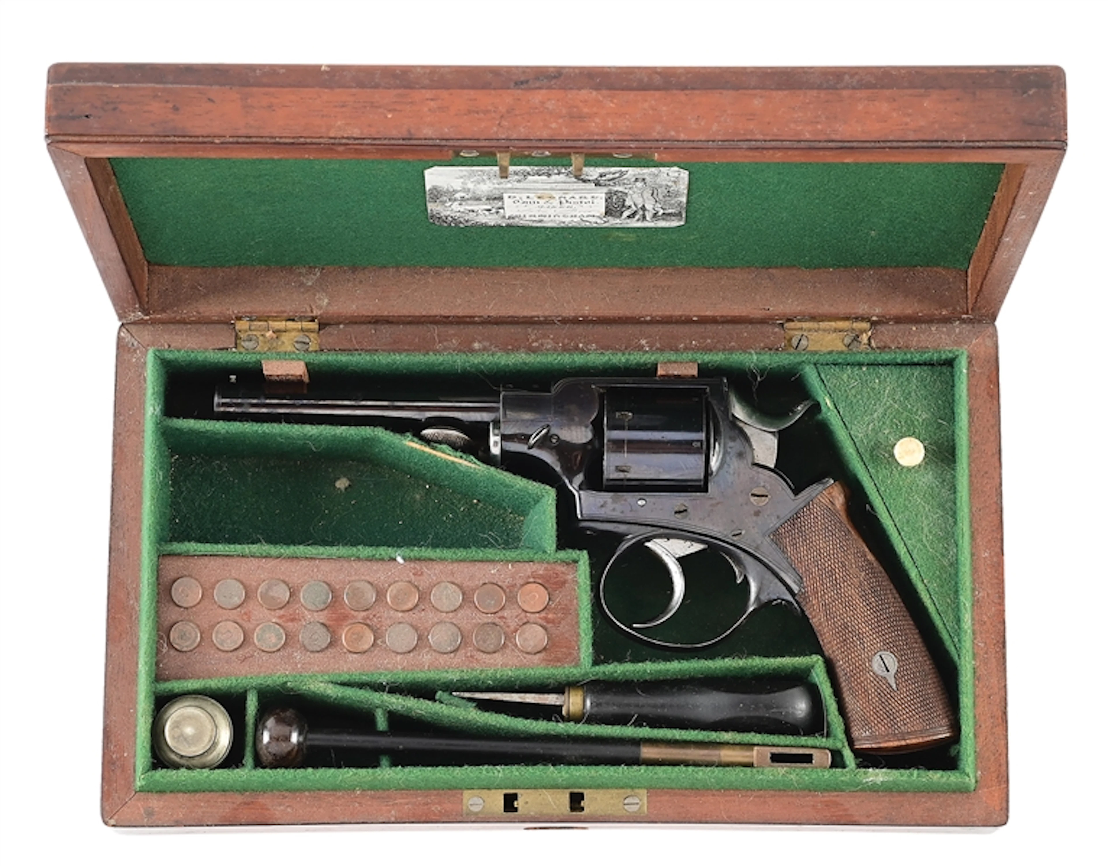 (A) CASED BRITISH R. L. MUIR DOUBLE ACTION REVOLVER.