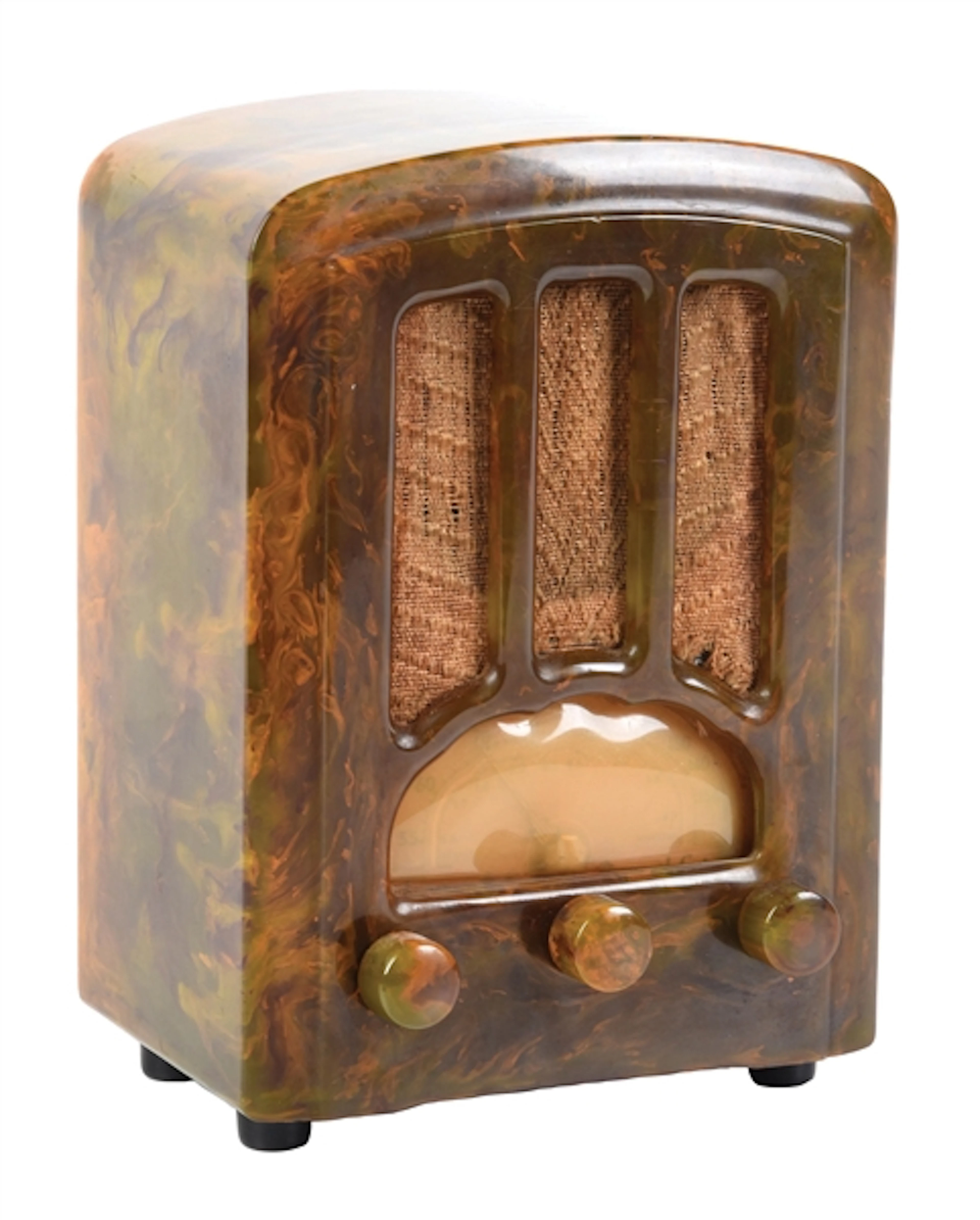 EMERSON AU-190 CATHEDRAL RADIO IN SWIRLED GREEN CATALIN
