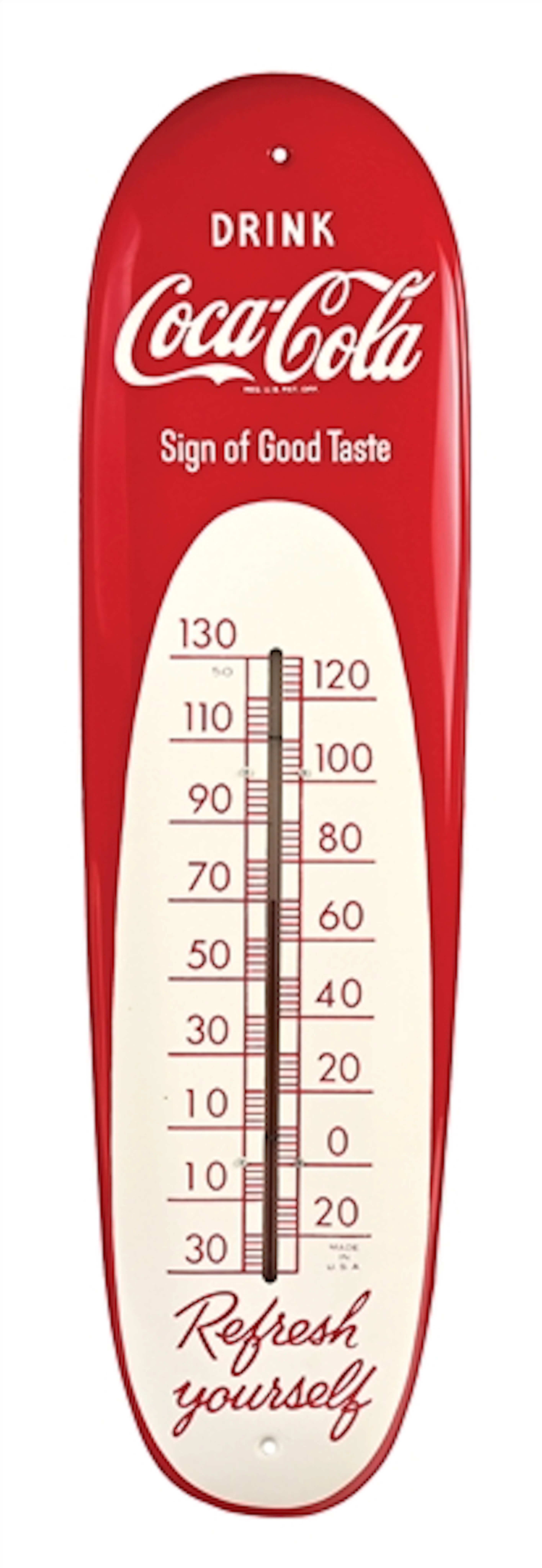 DRINK COCA-COLA SIGN OF GOOD TASTE CIGAR THERMOMETER