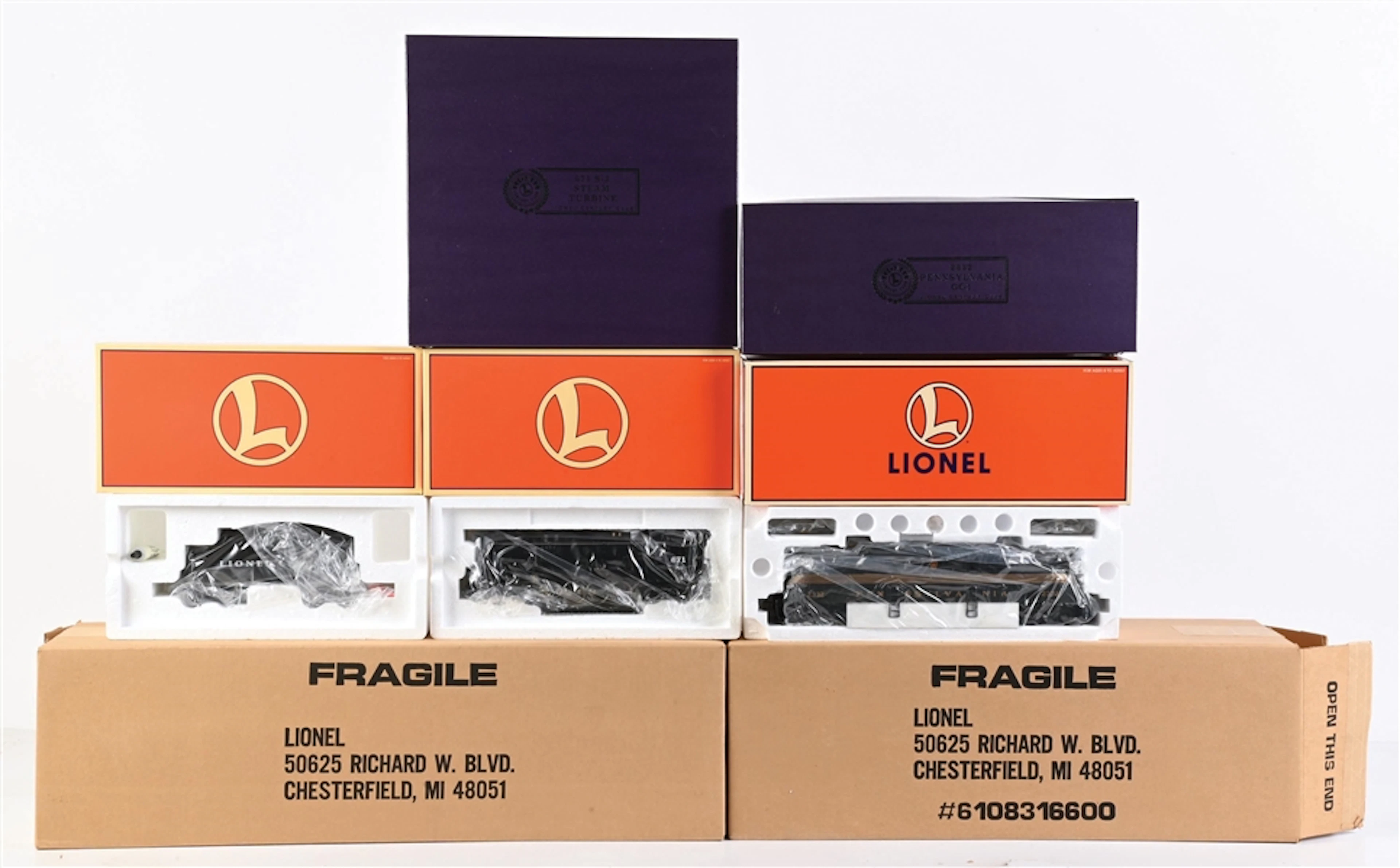 LOT OF 2: MODERN ERA LIONEL O-GA. LOCOMOTIVES WITH DISPLAY CASES