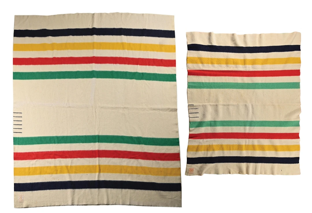 LOT OF 2: HUDSON'S BAY POINT STRIPED WOOL BLANKETS