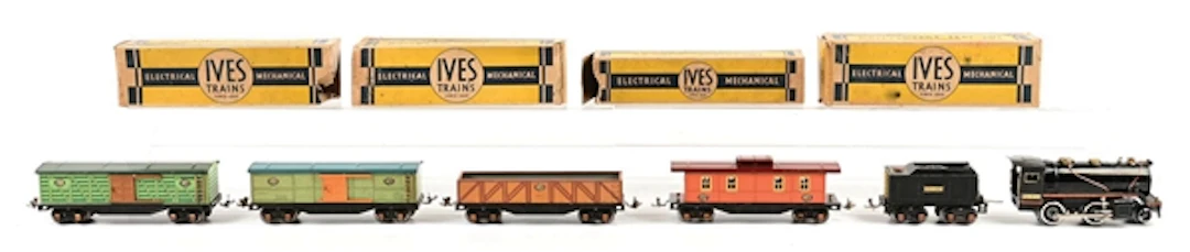 LOT OF 6: PRE-WAR IVES O-GA. NO. 257 STEAM LOCOMOTIVE & TENDER W/