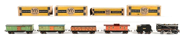 LOT OF 6: PRE-WAR IVES O-GA. NO. 257 STEAM LOCOMOTIVE & TENDER W/