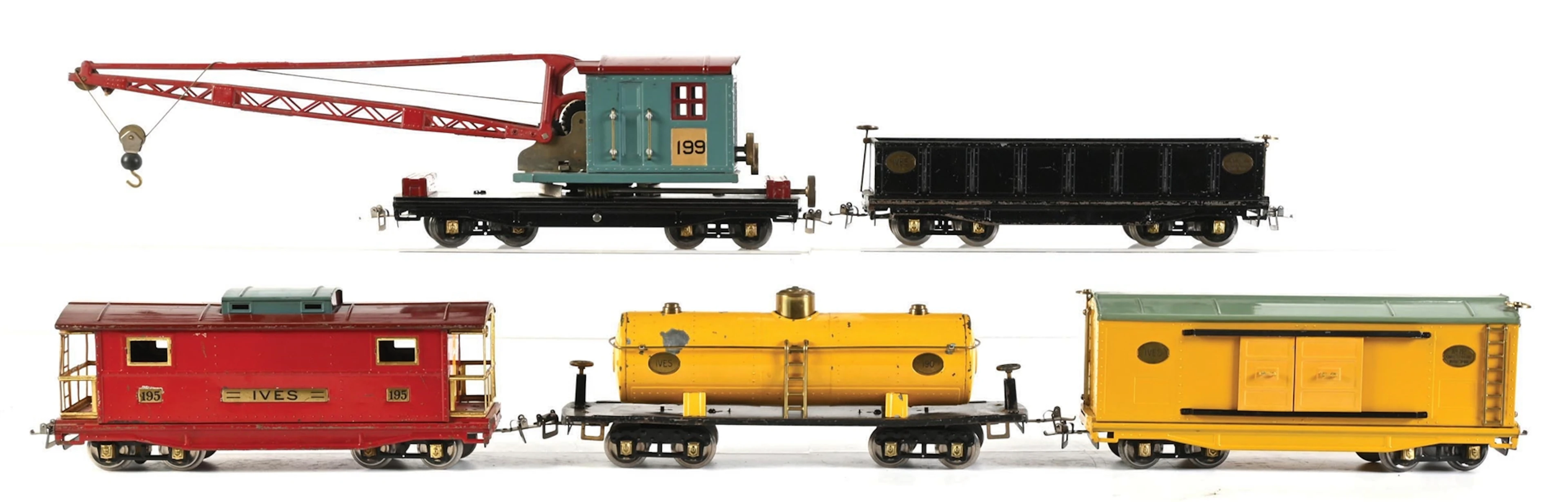 LOT OF 5: IVES/LIONEL TRANSITION STANDARD GA. FREIGHT CARS