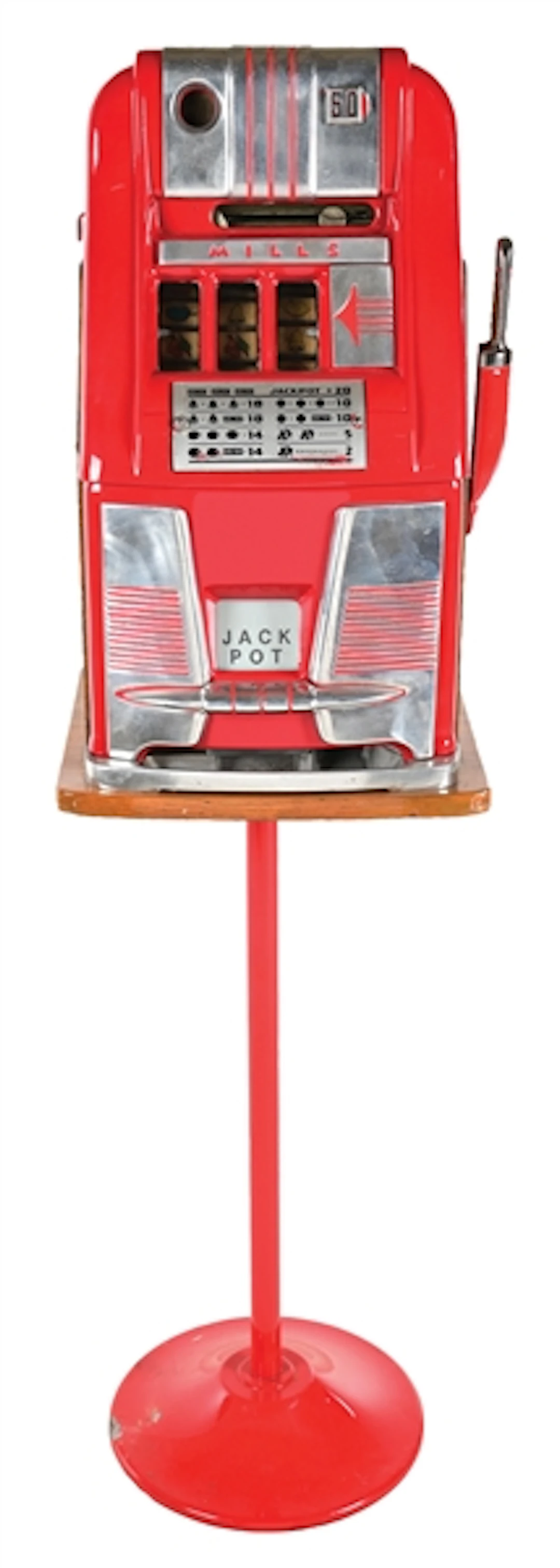 50¢ MILLS NOVELTY CO. FLOOR MODEL SLOT MACHINE ON STAND
