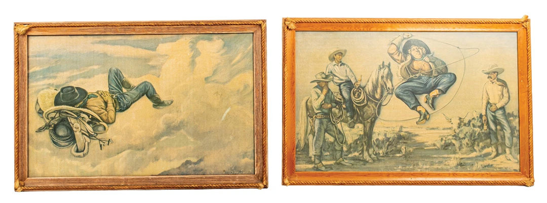 PAIR OF LON MEGARGEE FRAMED WESTERN PRINTS