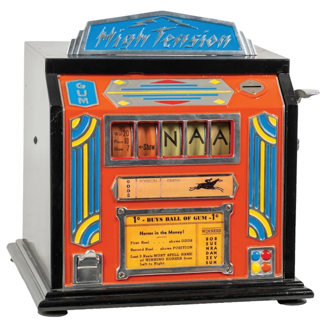 1¢ "HIGH TENSION" HORSE RACE-THEMED TRADE STIMULATOR