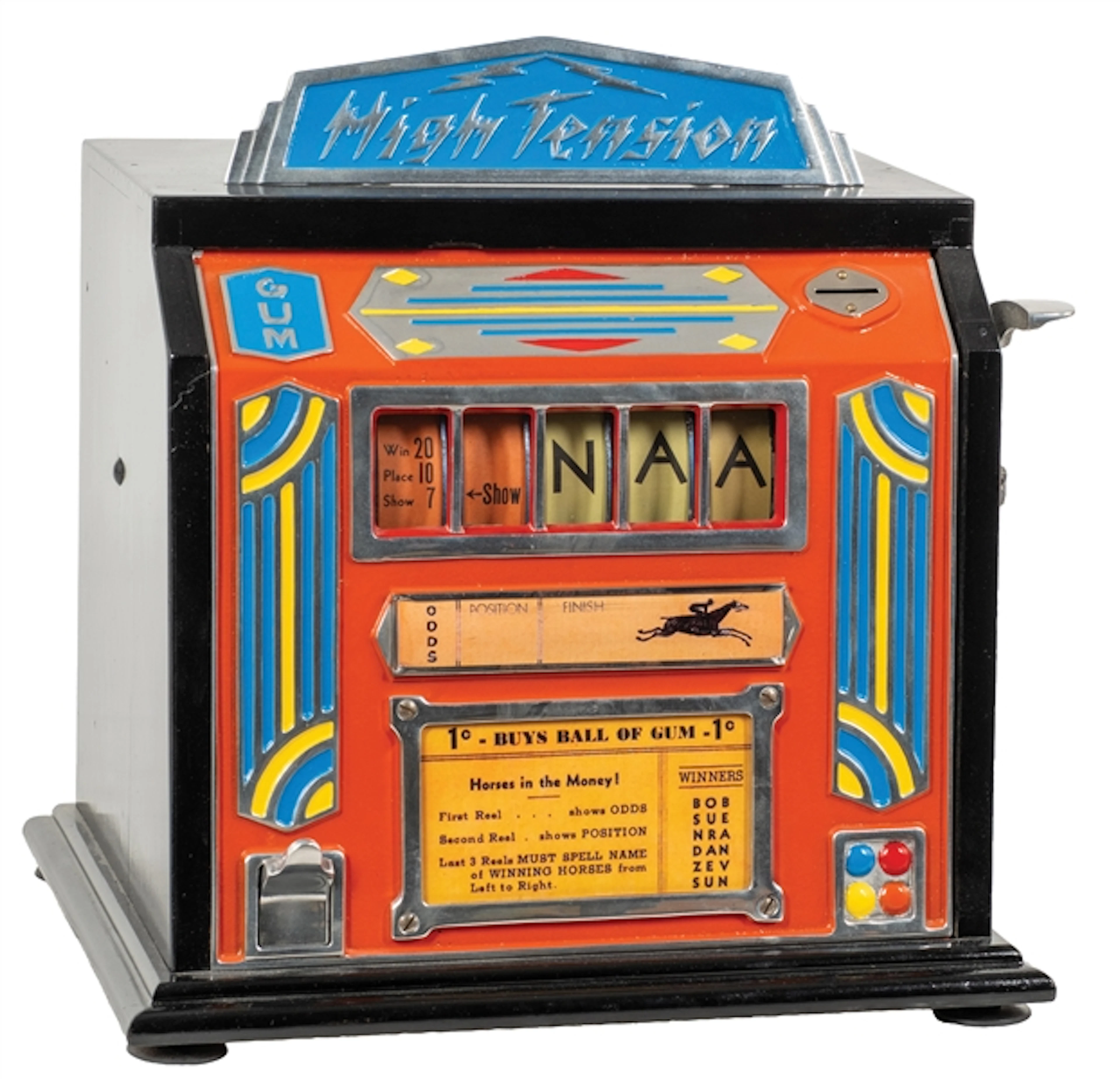 1¢ "HIGH TENSION" HORSE RACE-THEMED TRADE STIMULATOR