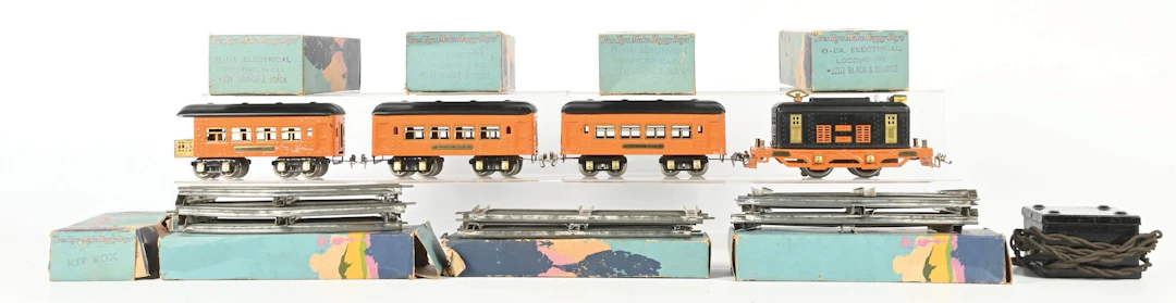IVES PREWAR O. GAUGE NO. 3261 ELECTRIC LOCOMOTIVE PASSENGER SET WITH