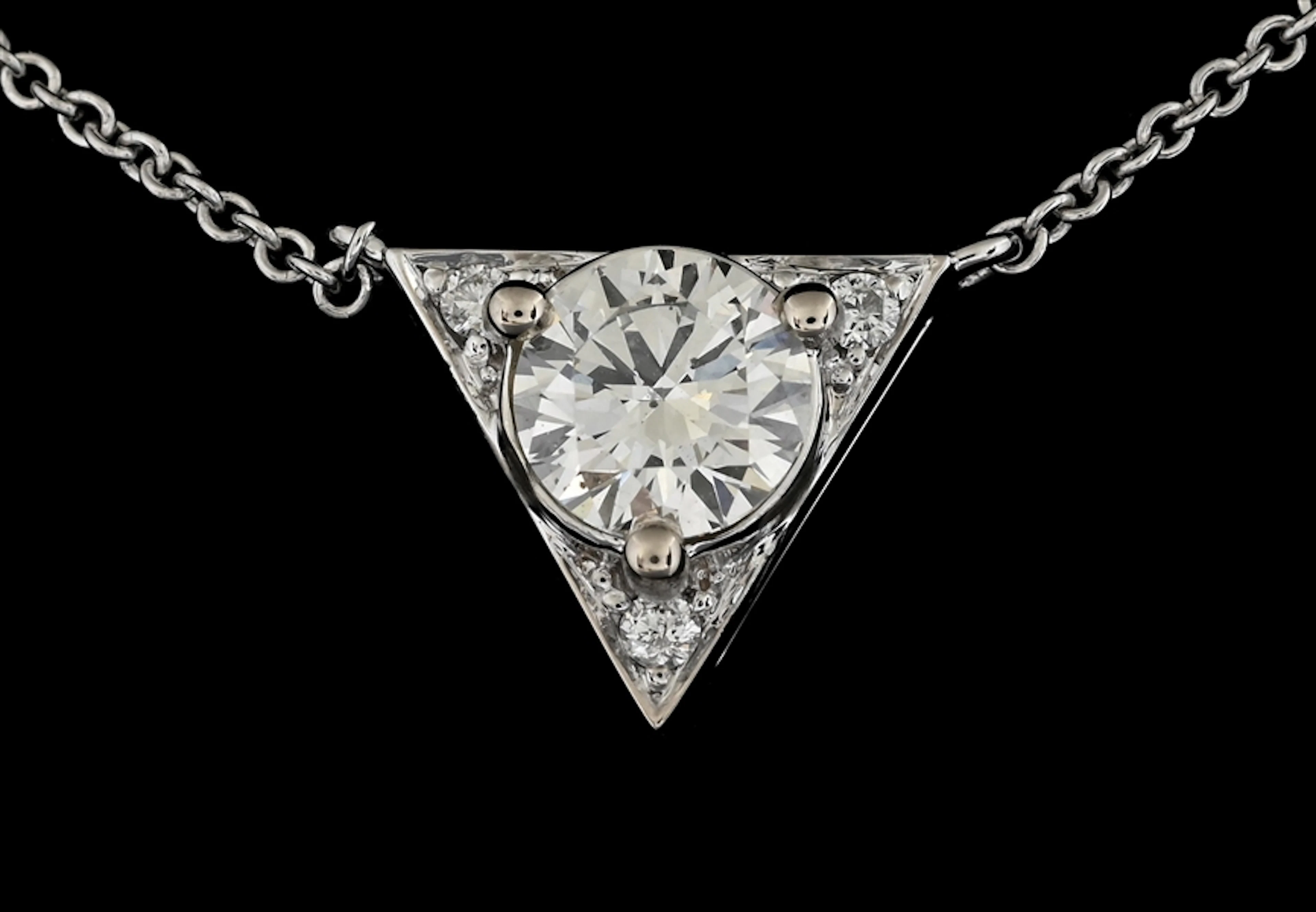 18K WHITE GOLD 1.13CT TW DIAMOND NECKLACE W/REPORT