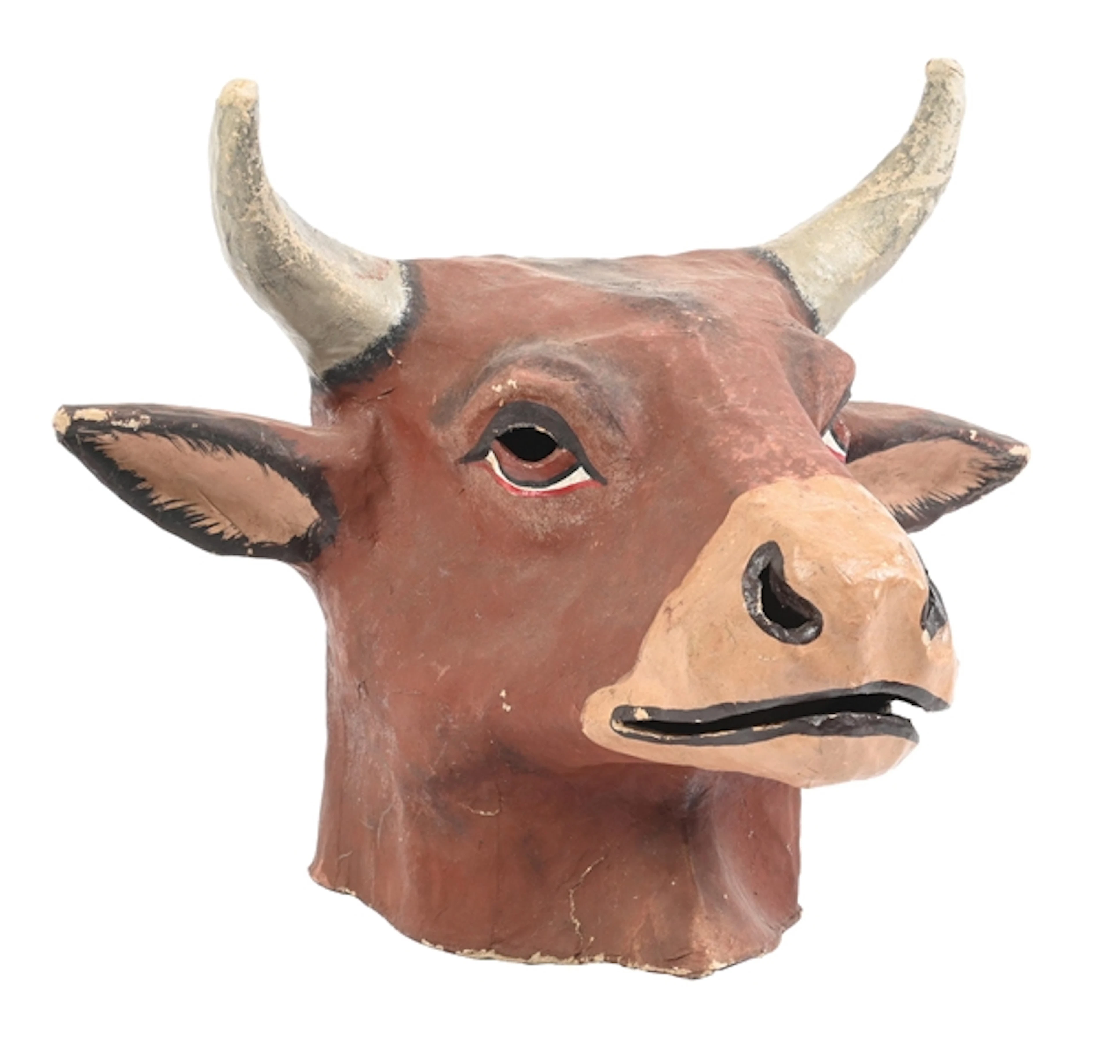PAPER MACHE CARNIVAL COW MASK
