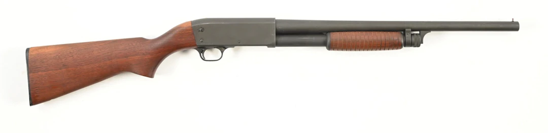 (C) ITHACA MODEL 37 FEATHERLIGHT SLIDE ACTION RIOT SHOTGUN.