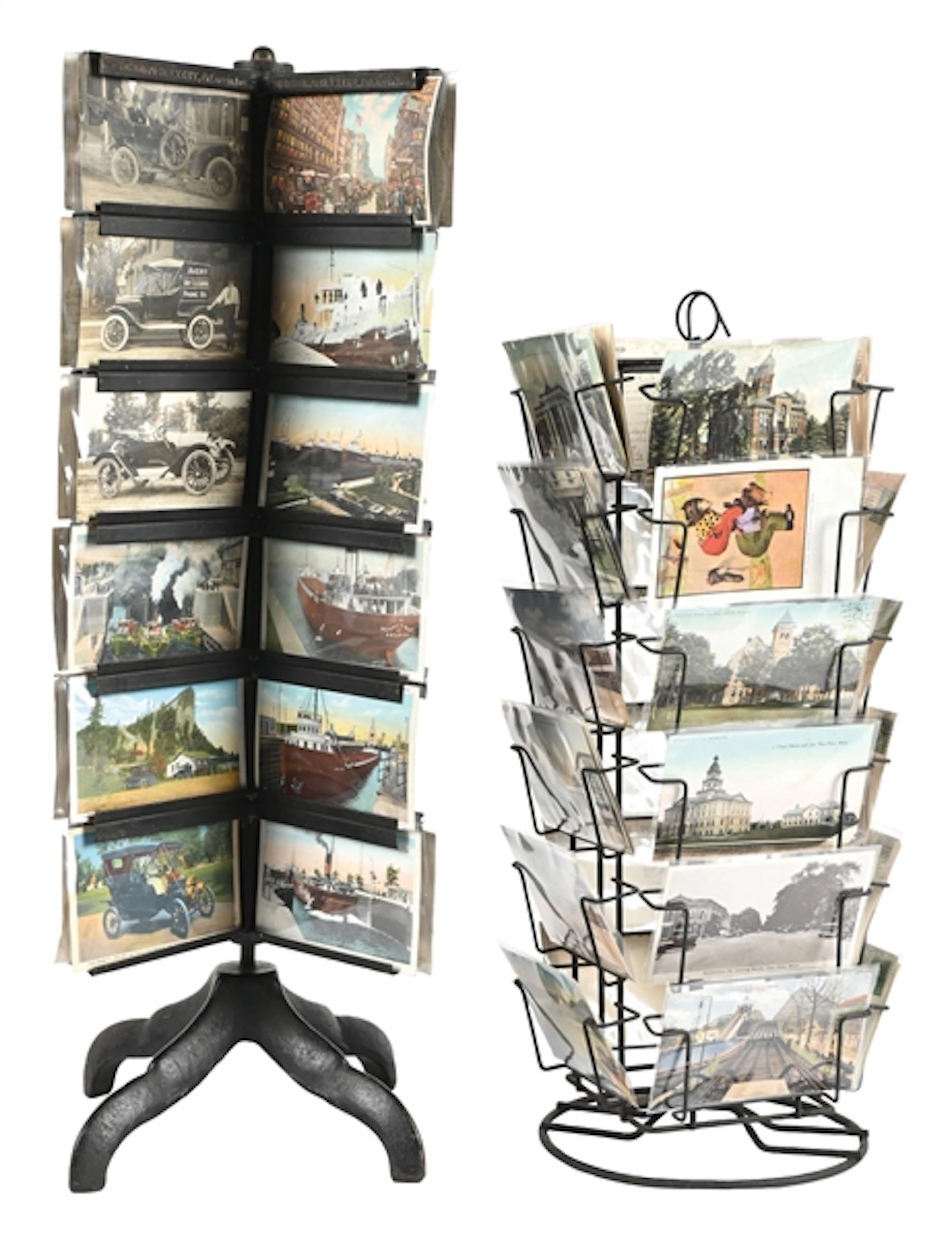 PAIR OF COUNTRY STORE POSTCARD DISPLAYS