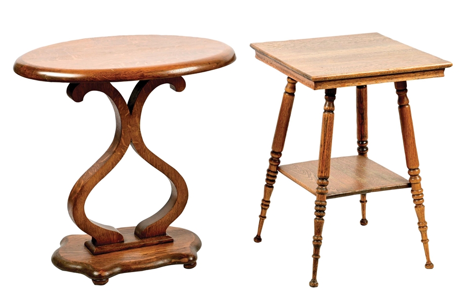 PAIR OF OAK PARLOR TABLES
