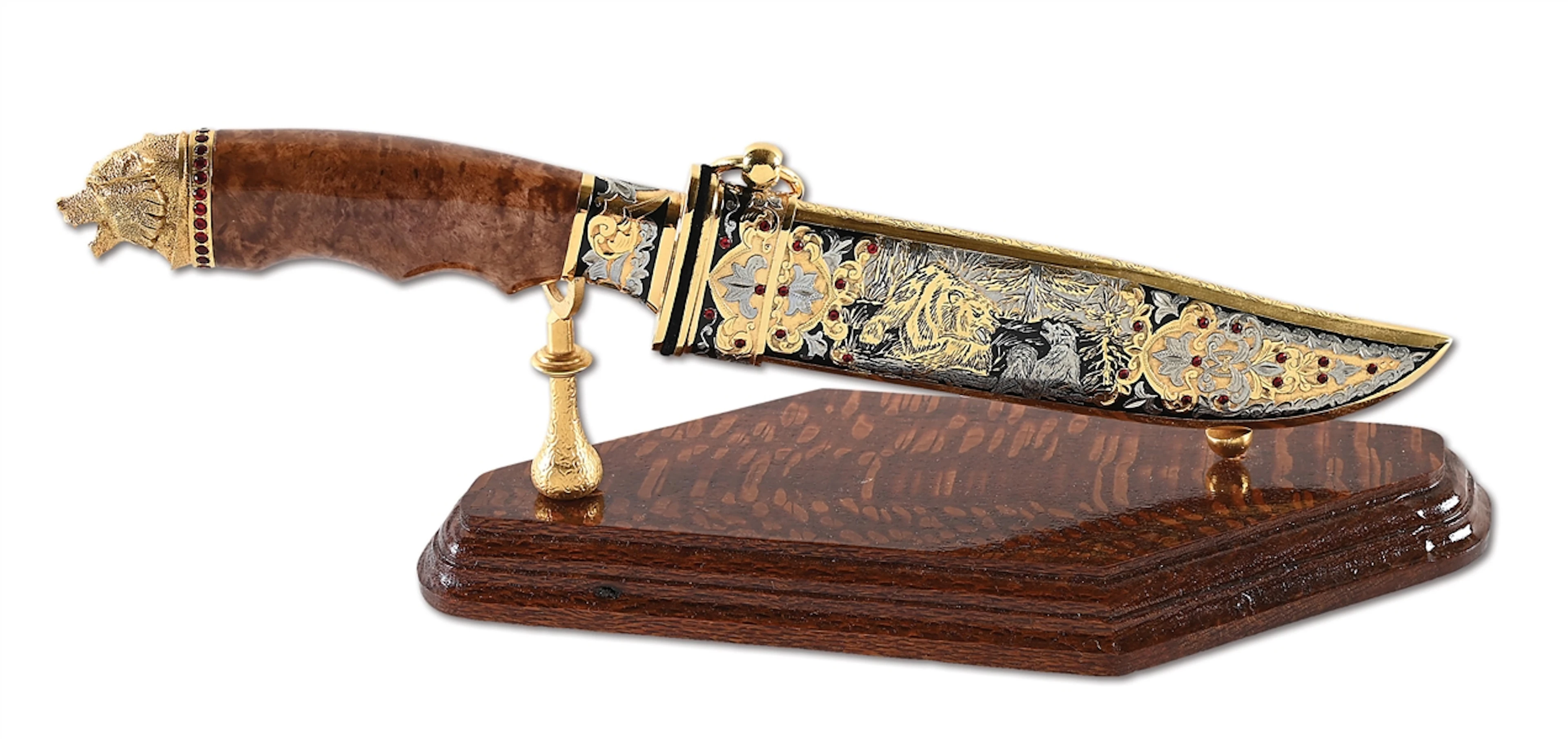 ZLATOUST BEAR KNIFE WITH CASE AND STAND.