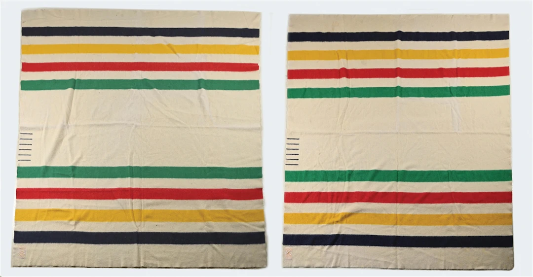 LOT OF 2: HUDSON'S BAY 6-POINT STRIPED WOOL BLANKETS