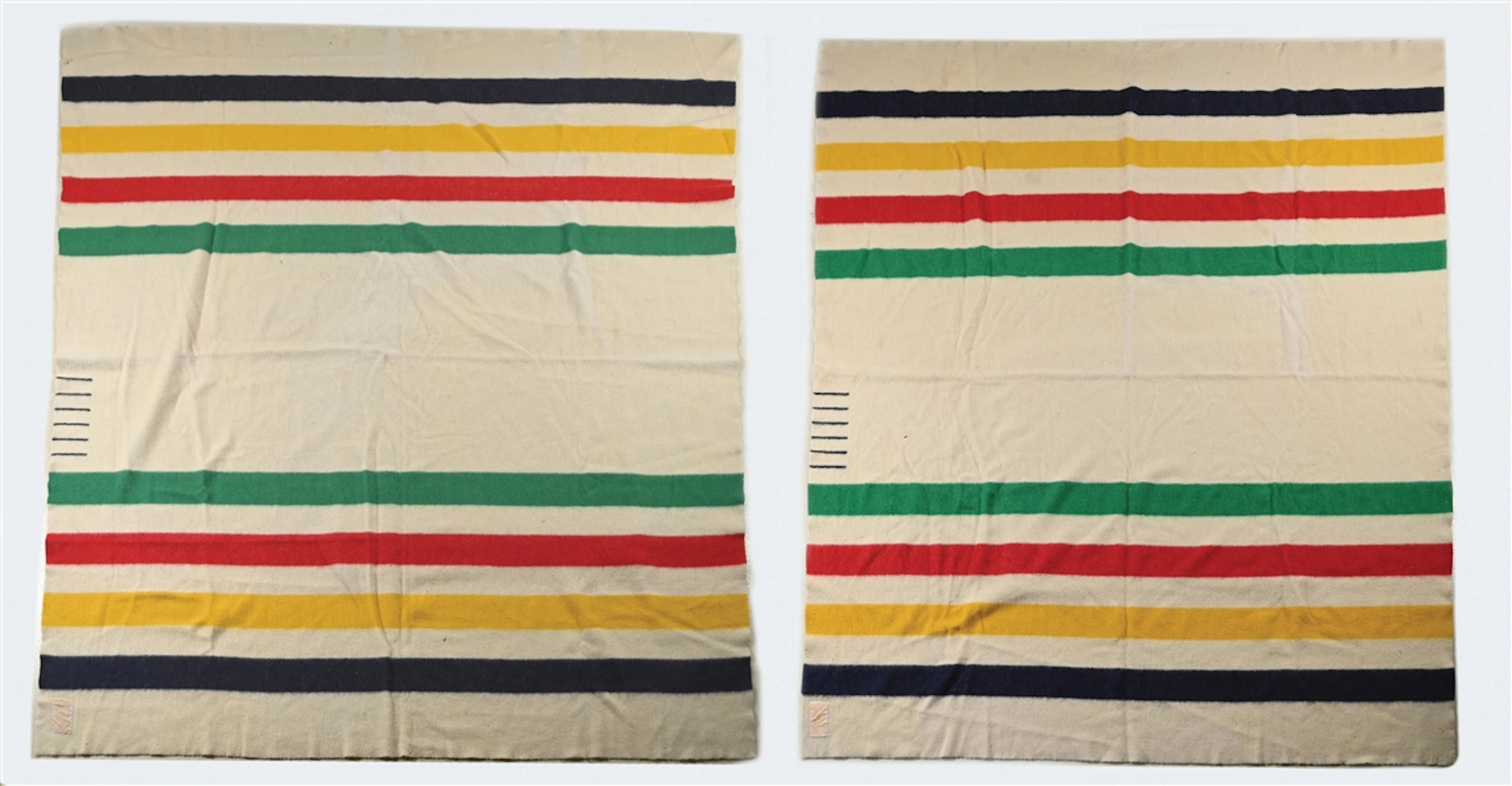 LOT OF 2: HUDSON'S BAY 6-POINT STRIPED WOOL BLANKETS