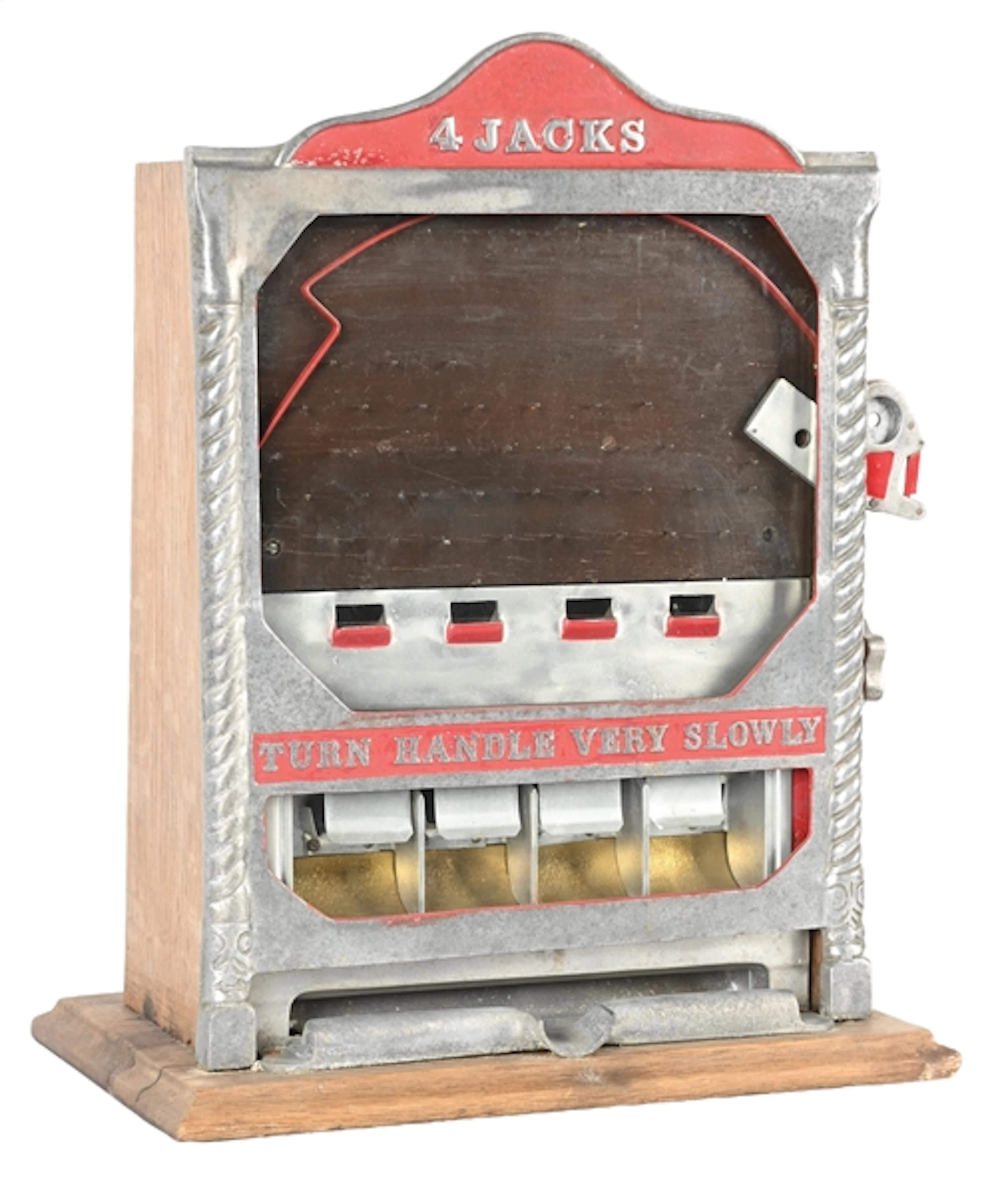 5¢ FIELDS MANUFACTURING 4 JACKS PENNY FLIP SLOT MACHINE
