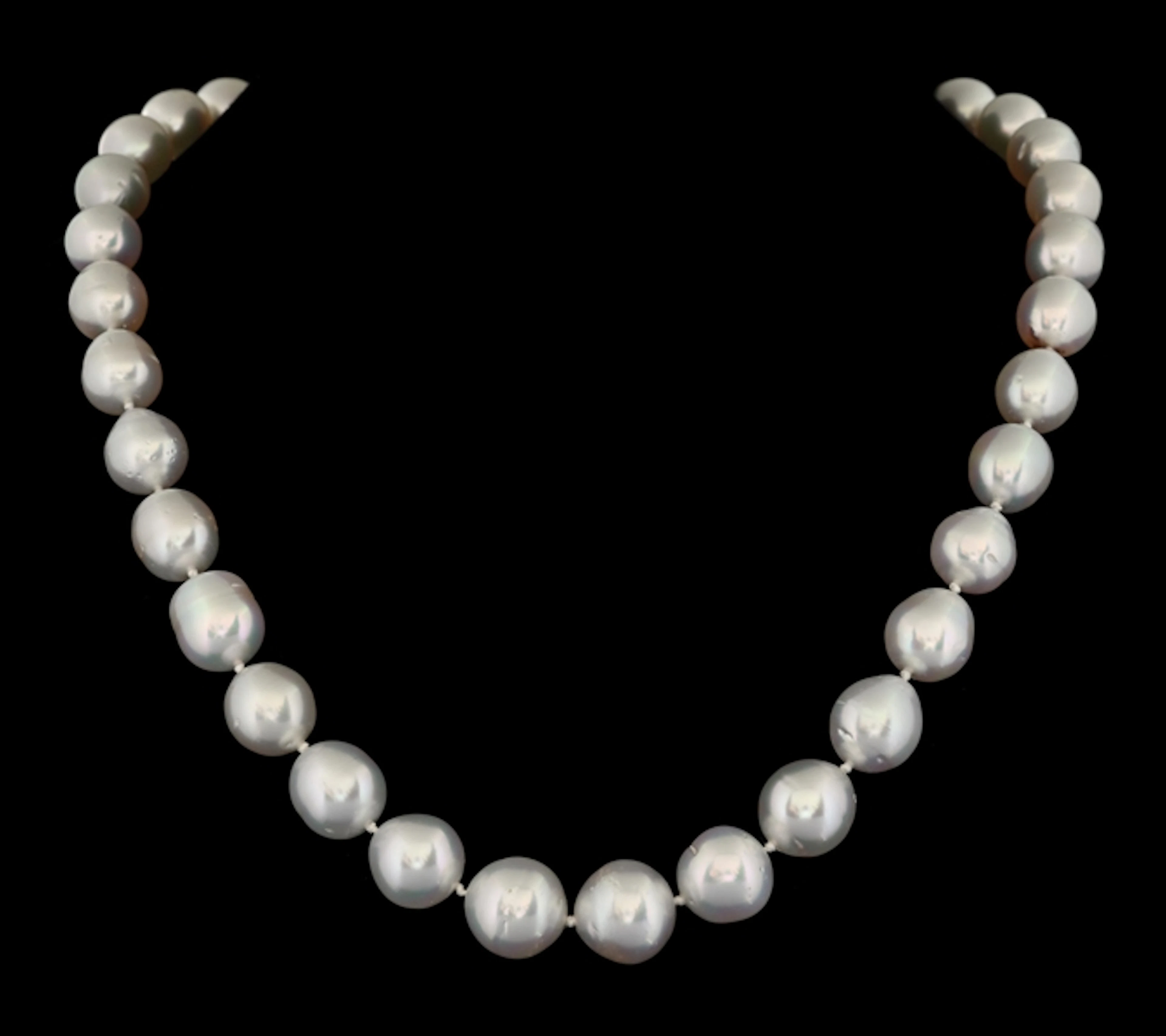 14K WHITE GOLD SOUTH SEA PEARL NECKLACE W/REPORT