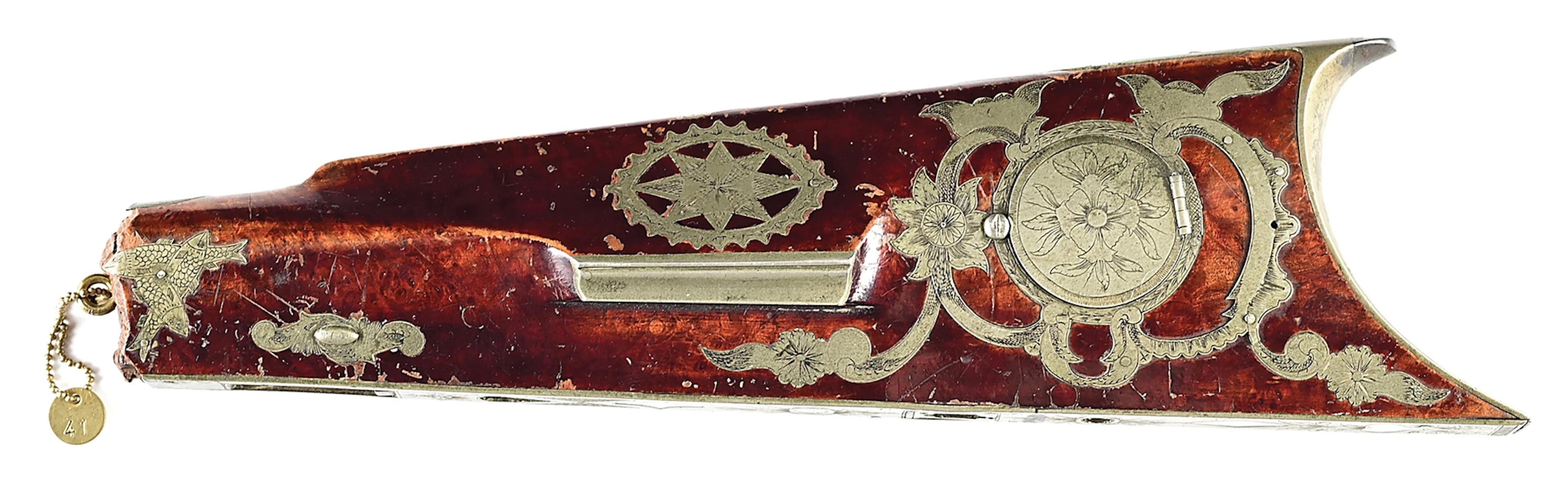 EXTRAORDINARY PATRIOTIC BUTTSTOCK FROM LEHIGH KENTUCKY RIFLE.