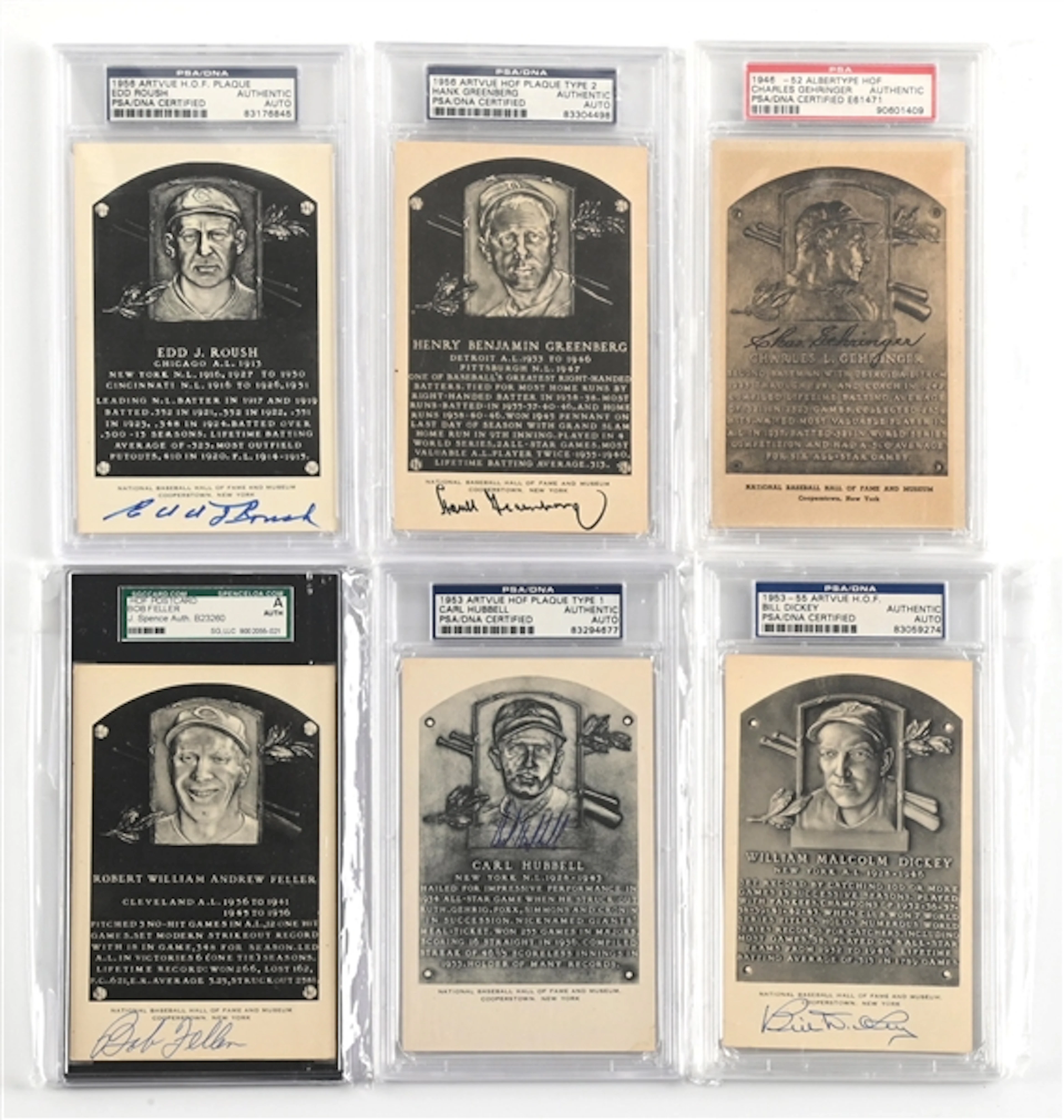 LOT OF 6: HOF B/W PLAQUES