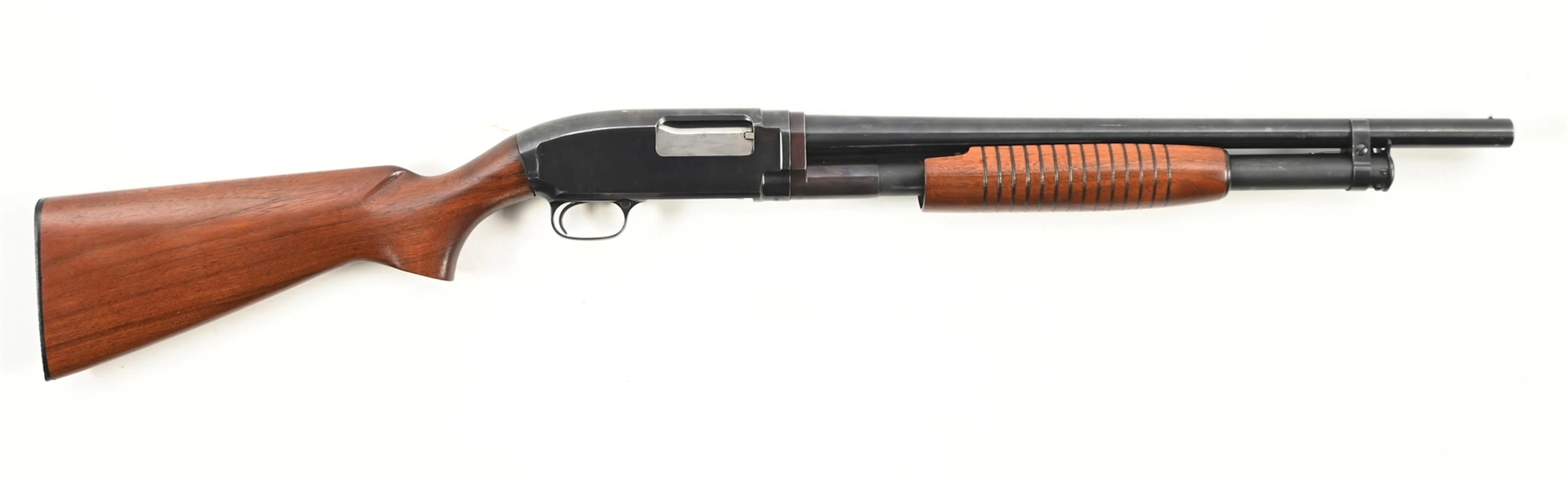 (C) WINCHESTER MODEL 12 SLIDE ACTION RIOT SHOTGUN.