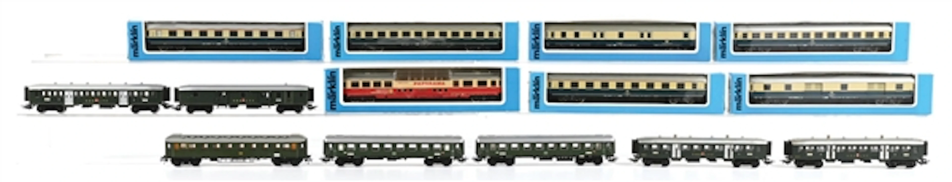 LOT OF 14: MARKLIN HO-GA. ASSORTED PASSENGER CARS