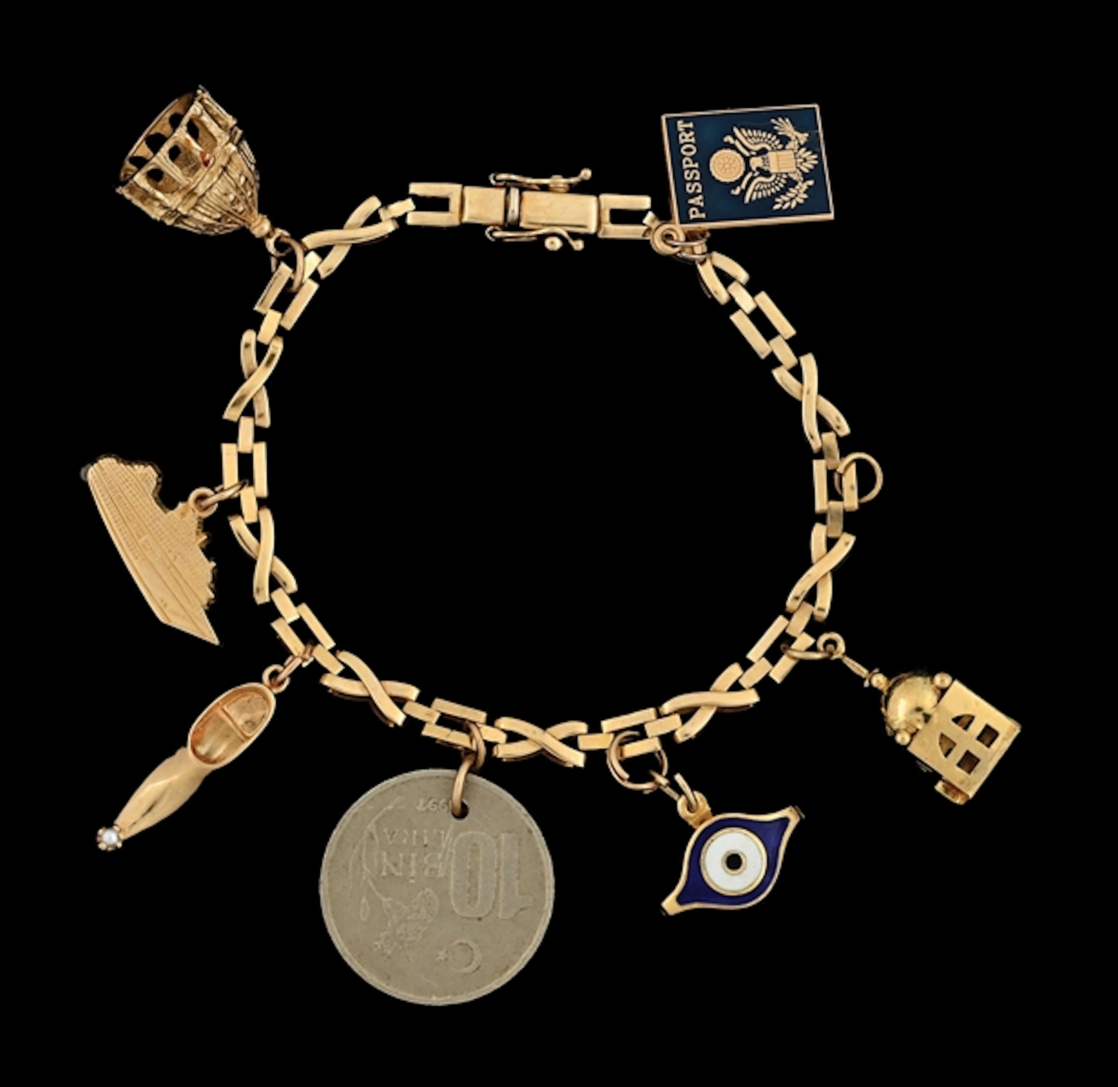 VINTAGE 14K GOLD CHARM BRACELET