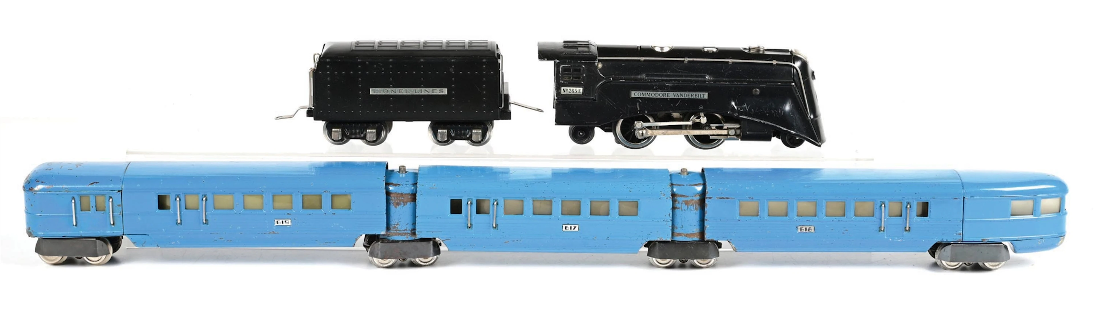 PRE-WAR LIONEL O-GA. NO. 6510E CHINA BLUE STEAM PASSENGER SET