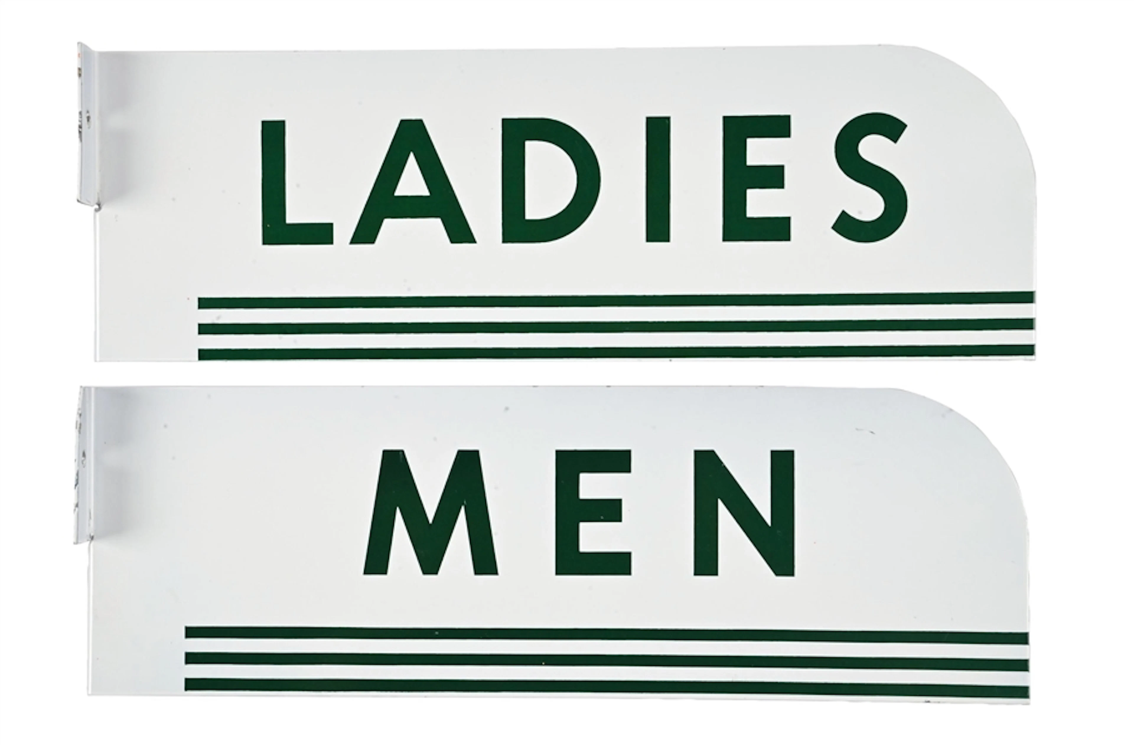 TEXACO LADIES & MEN N.O.S. TIN FLANGE SIGNS.