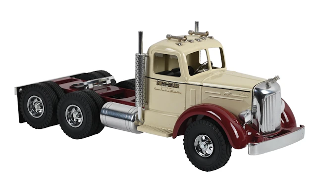 SMITH-MILLER PRESSED STEEL CREAM & RED SEMI TRUCK CAB W/ BOX