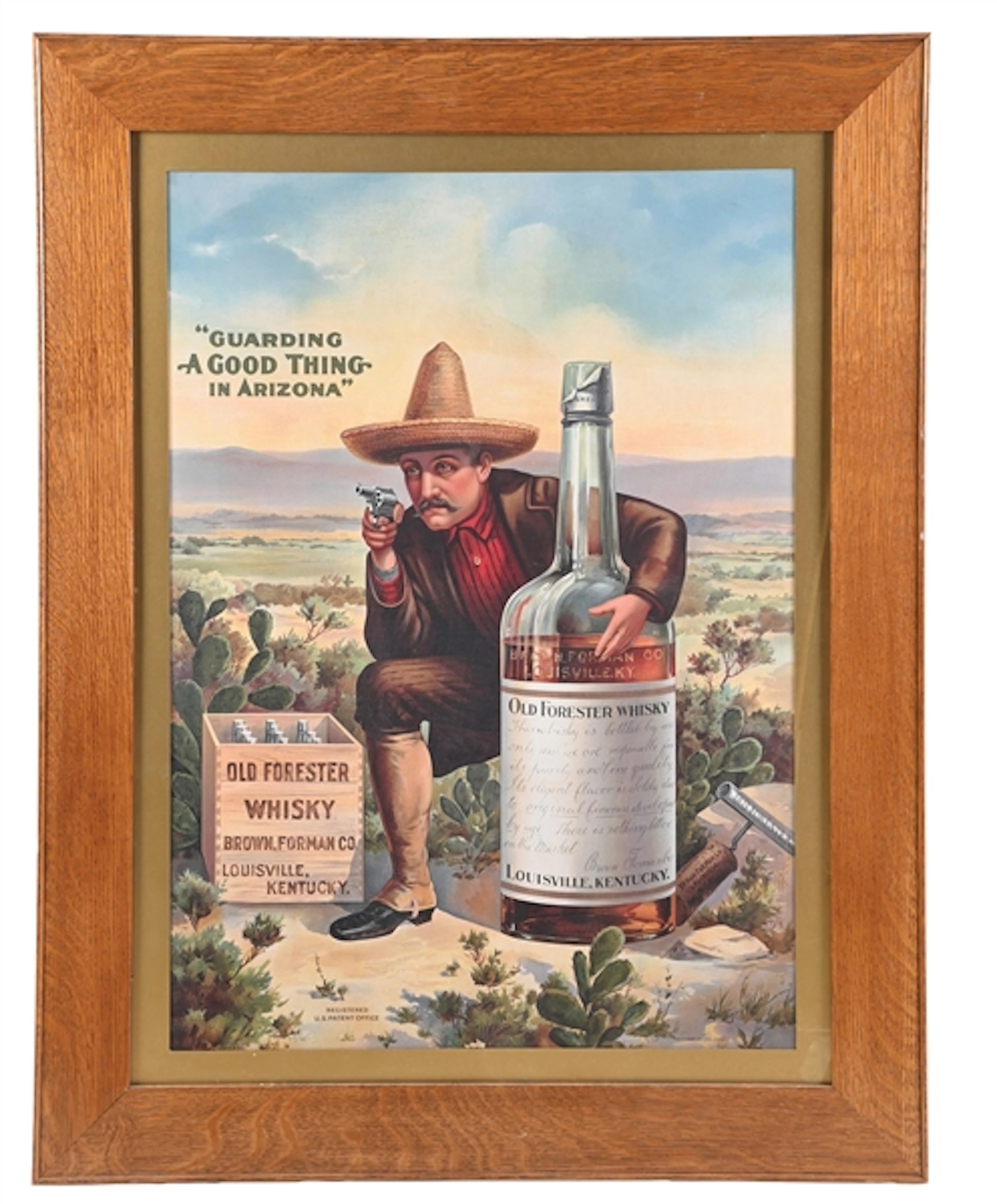 FRAMED POSTER ADVERTISING OLD FORESTER WHISKEY